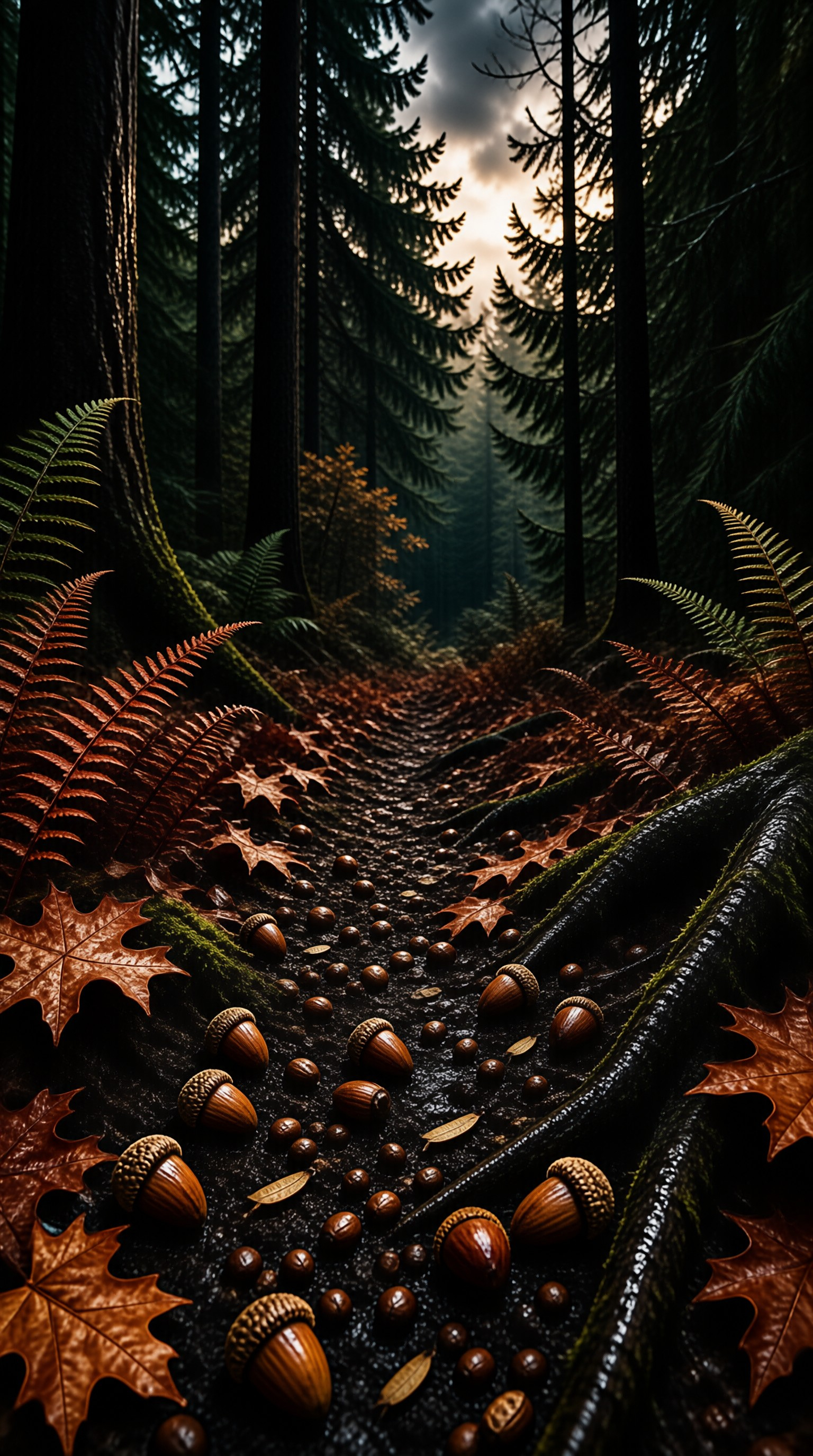 Acorn Covered Forest Trail