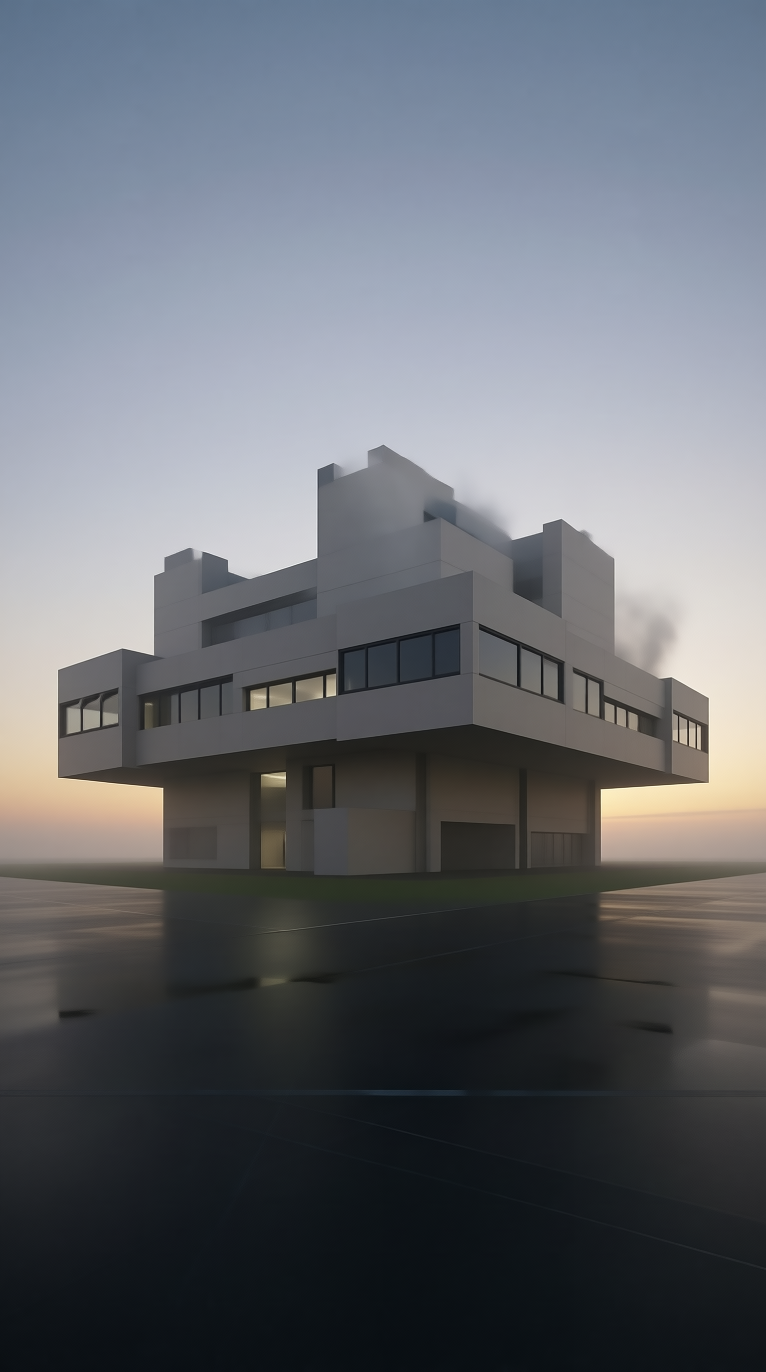 Minimalist White Villa in Mist