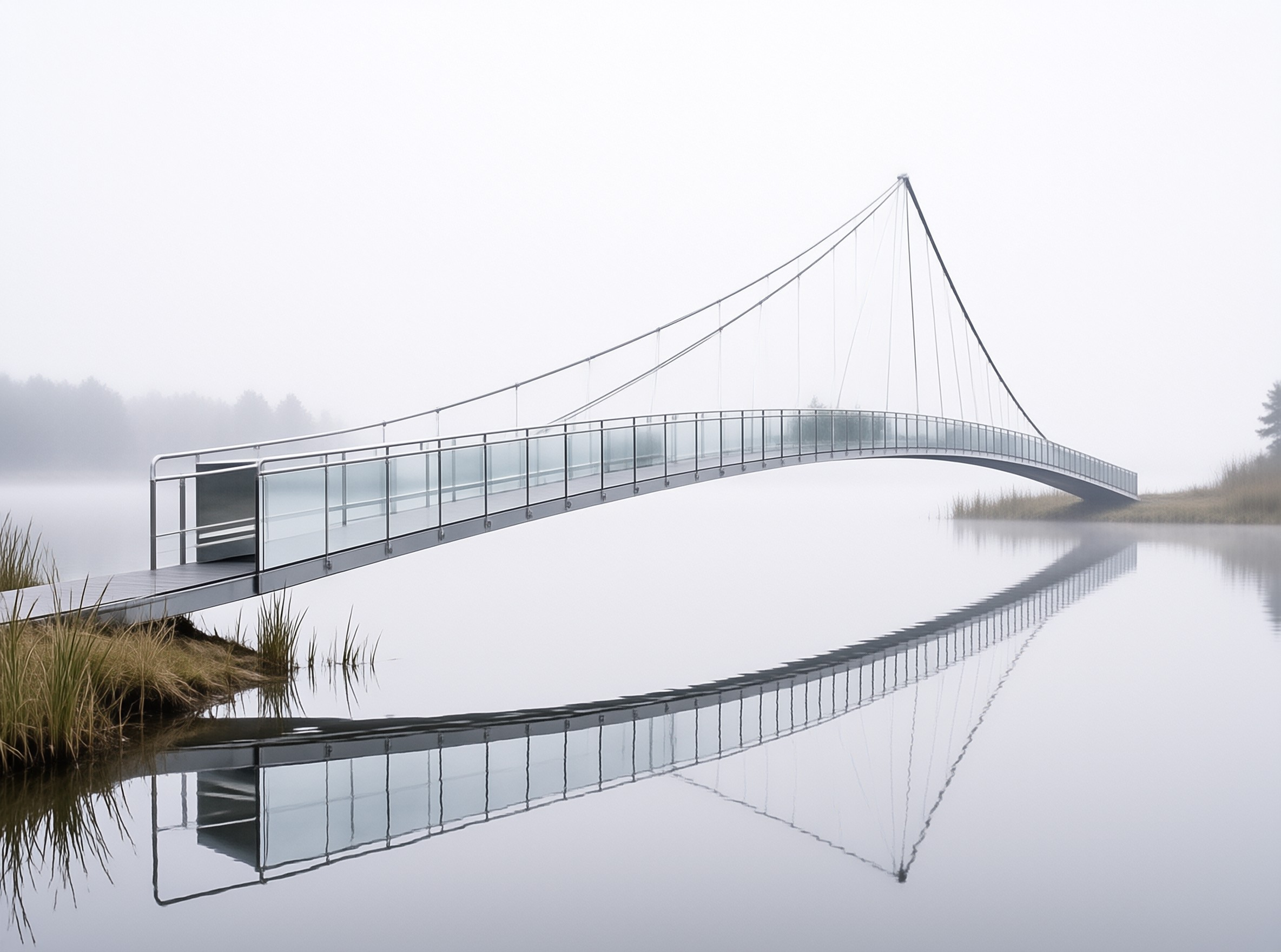 Misty Modern Pedestrian Bridge