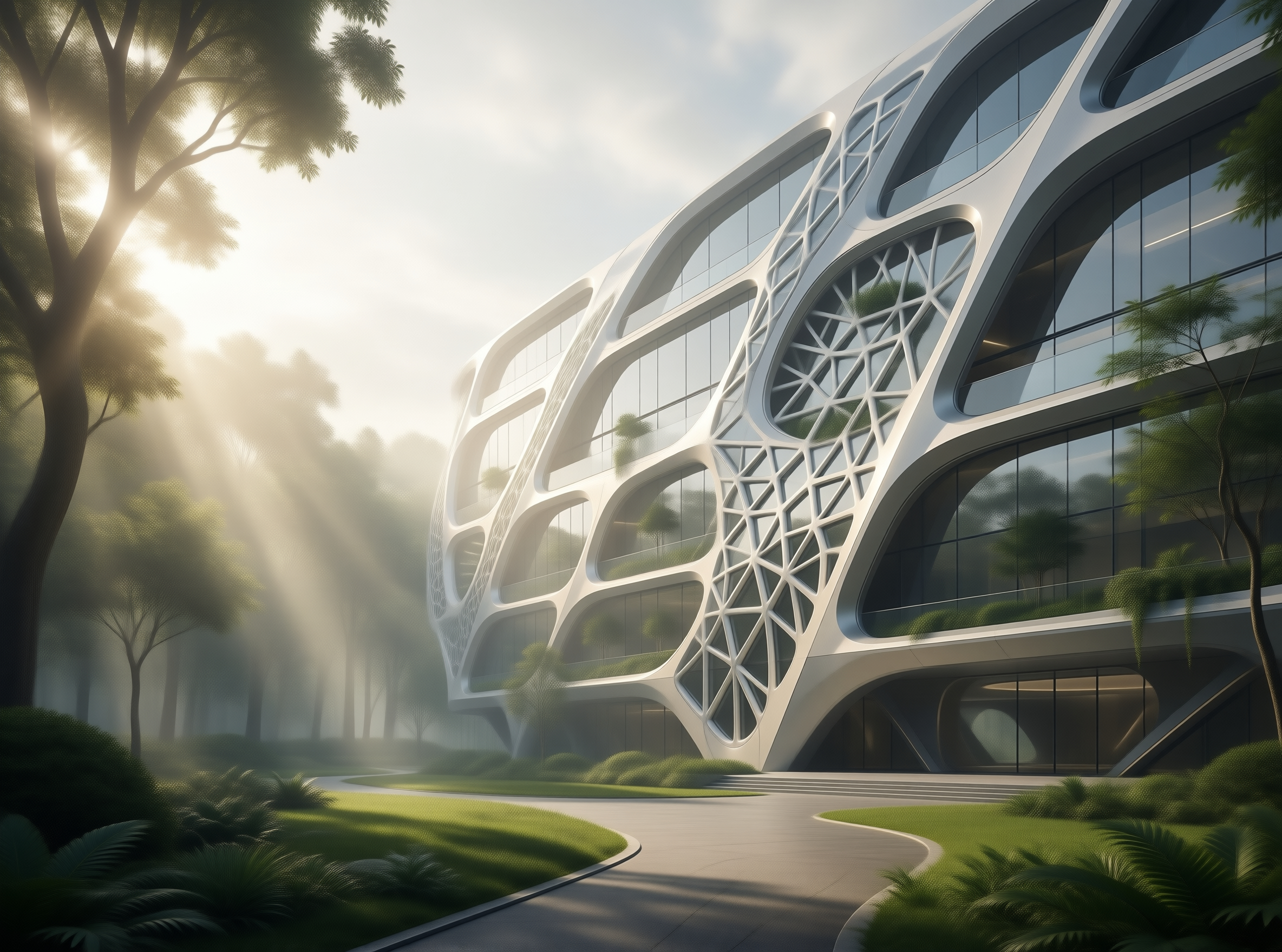 Futuristic Organic Building in Forest