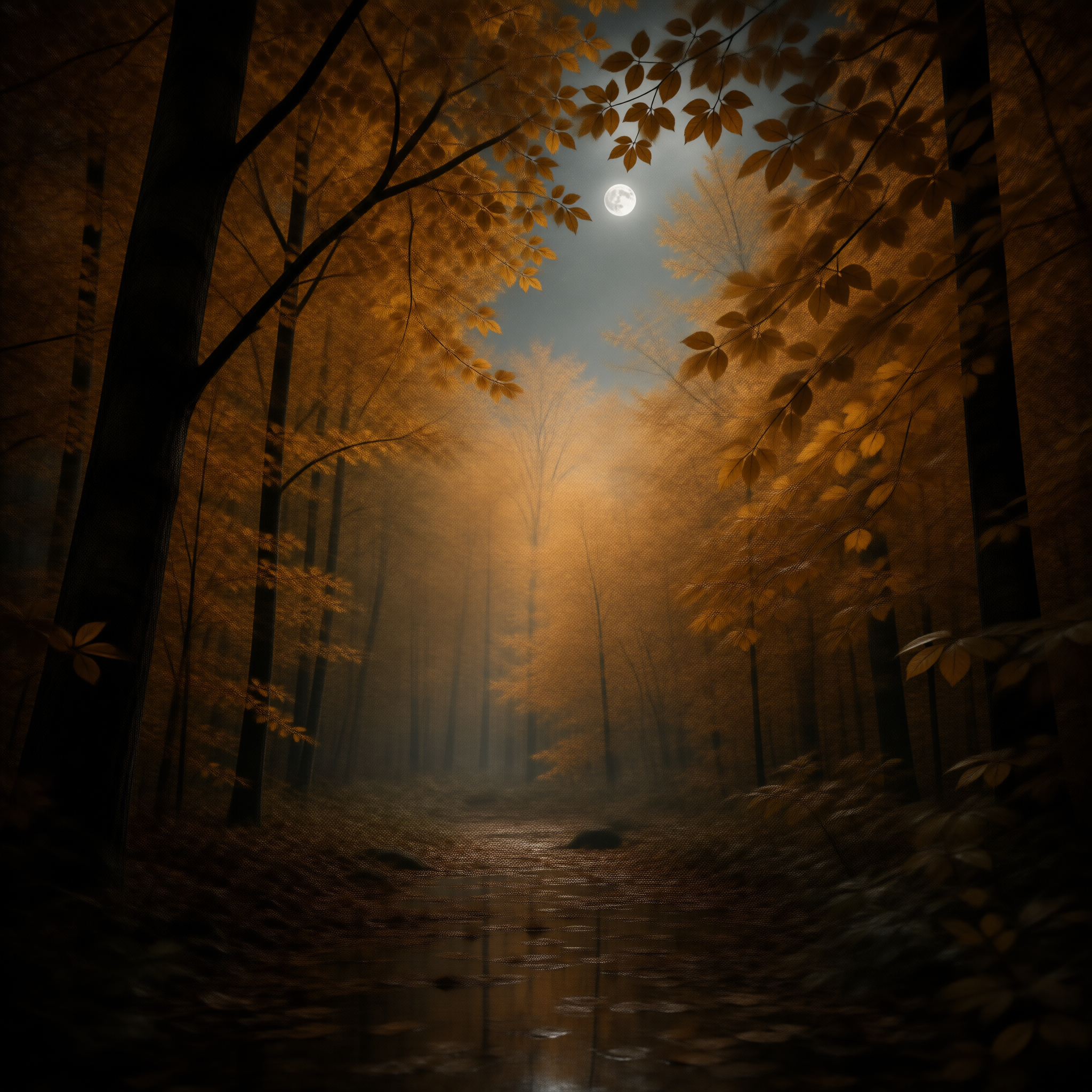 Moonlit Autumn Forest