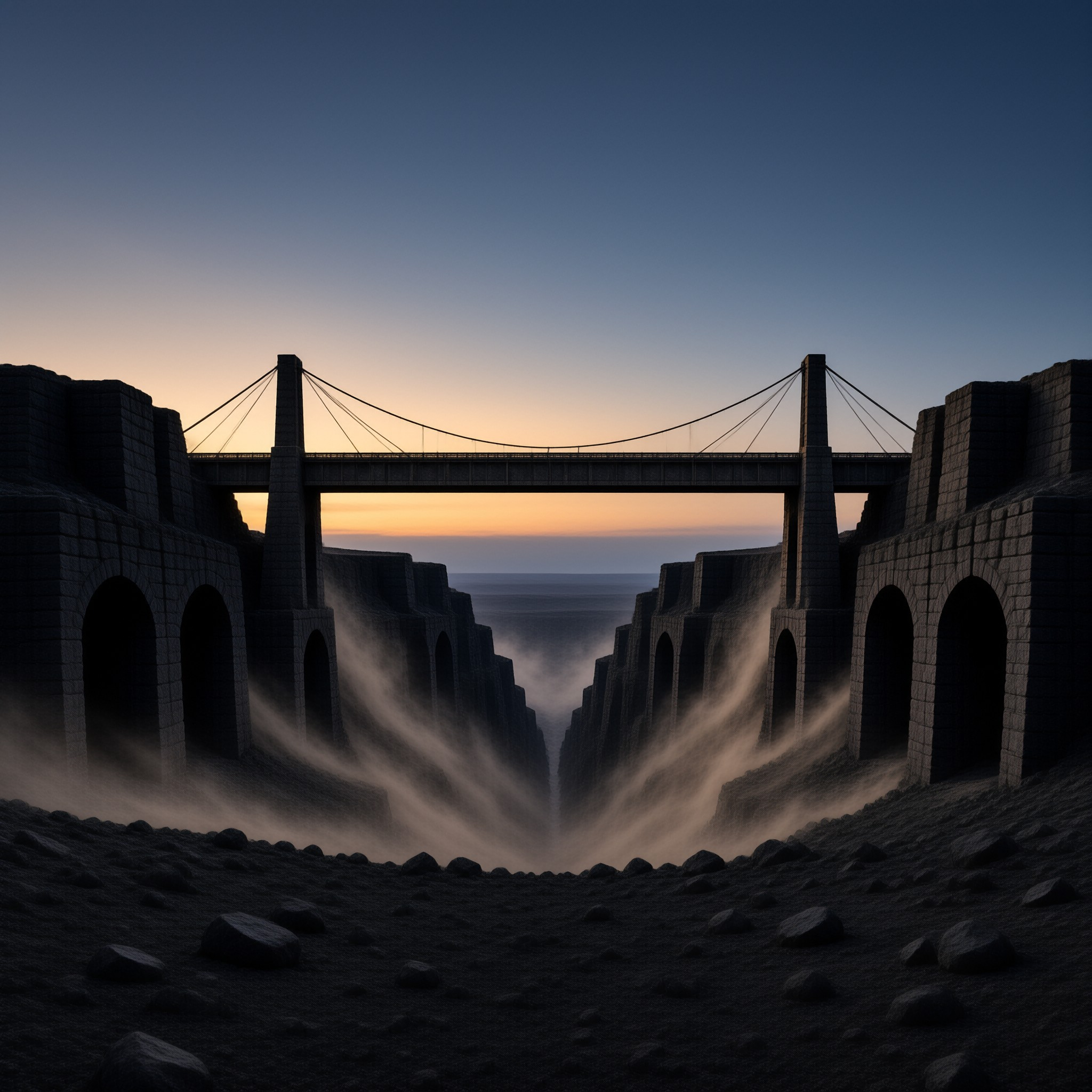 Majestic Bridge Over Misty Canyon
