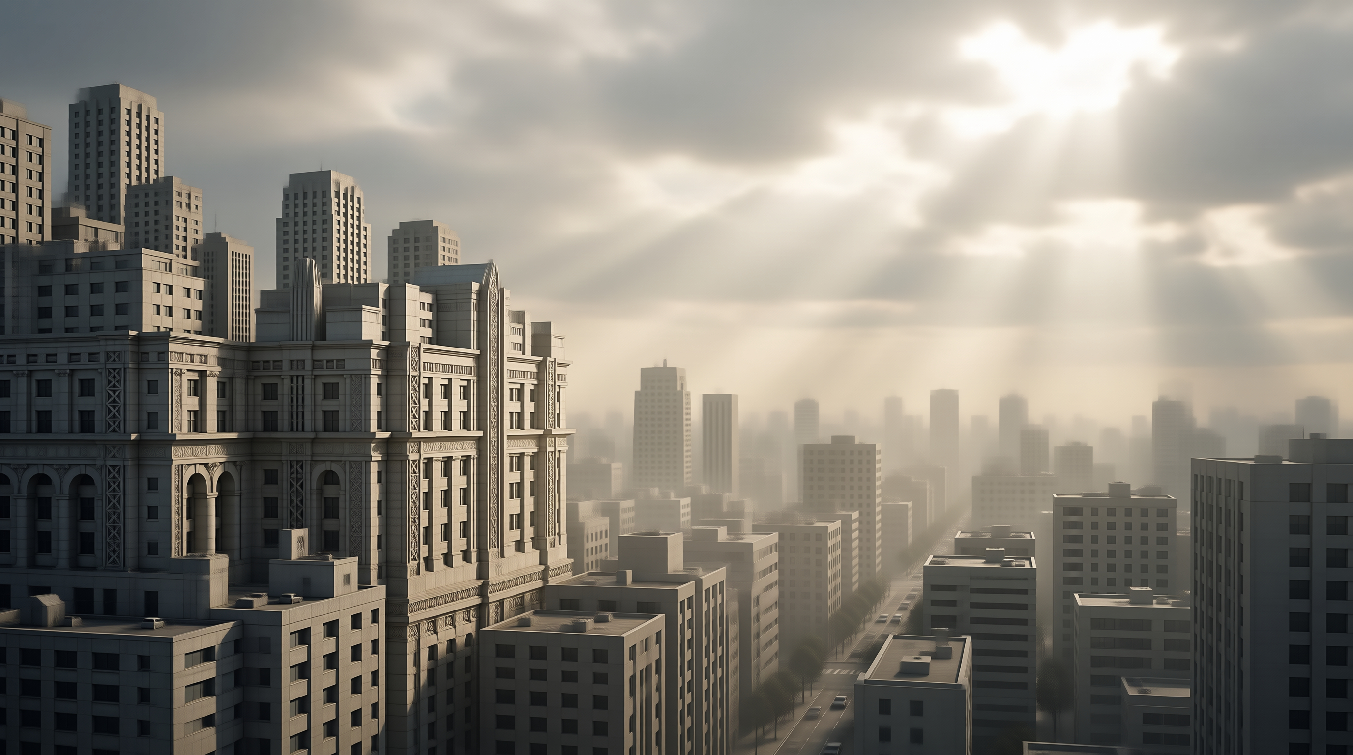 Hazy Sunlit Cityscape