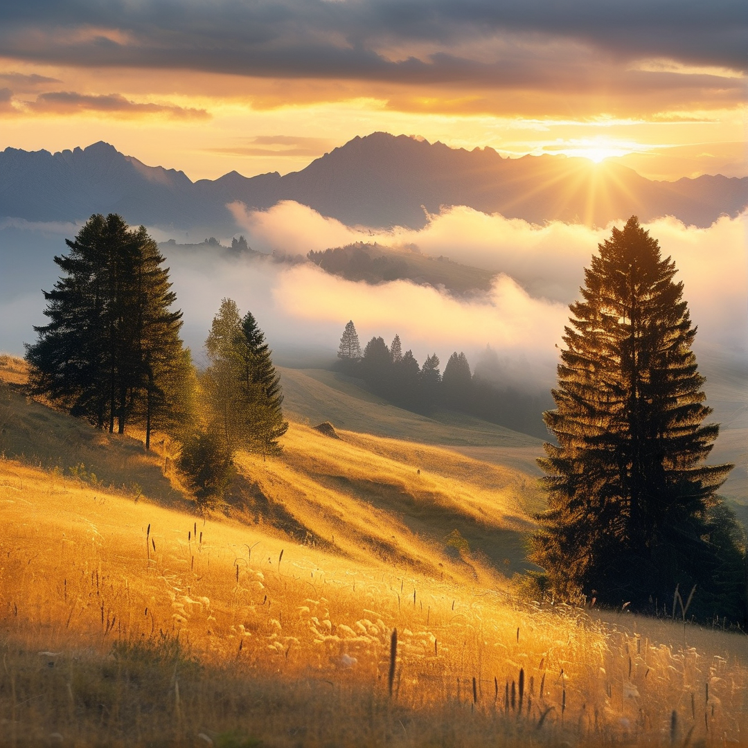 Golden Sunrise Mountain Vista