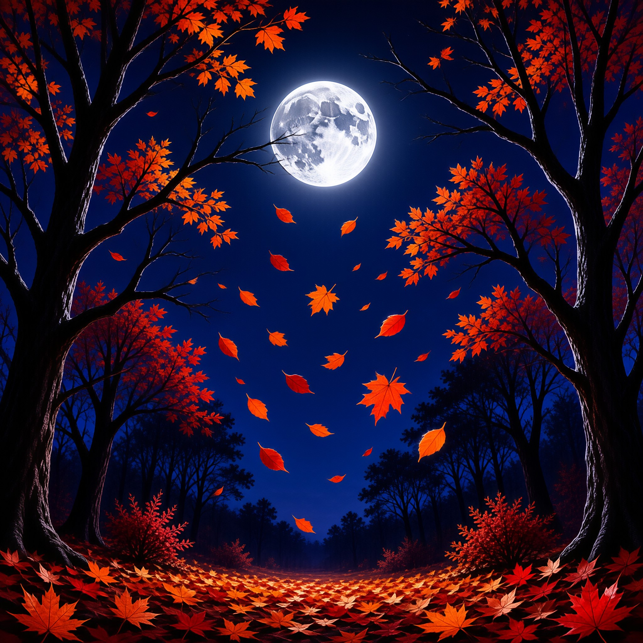 Moonlit Autumn Path