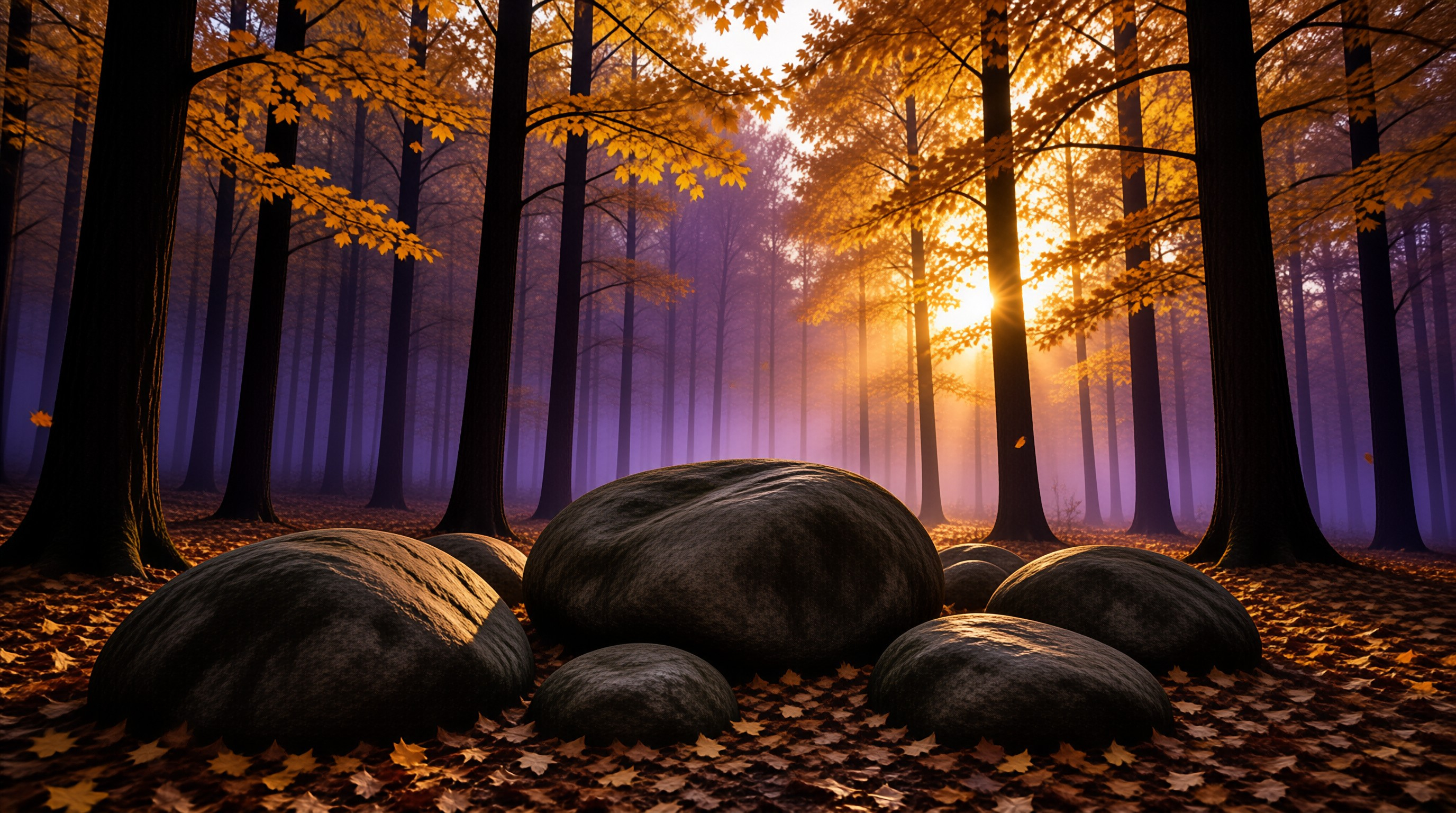 Sunlight in Autumn Woods