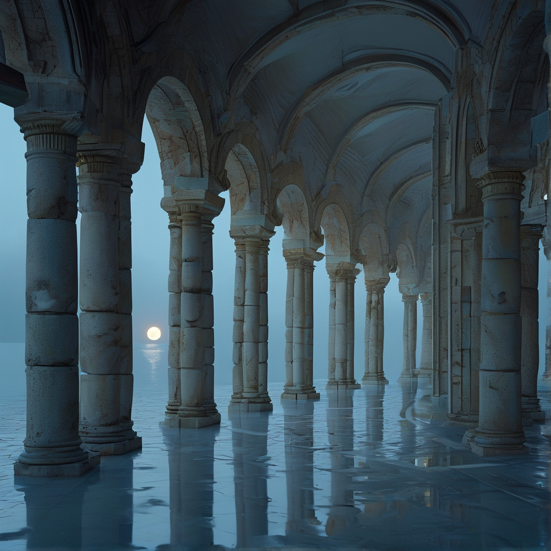 Moonlit Stone Corridor