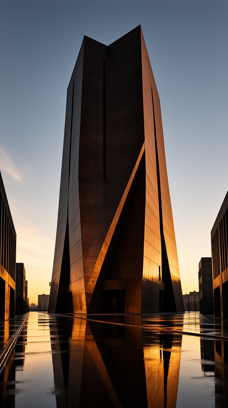 Modern Tower at Sunset