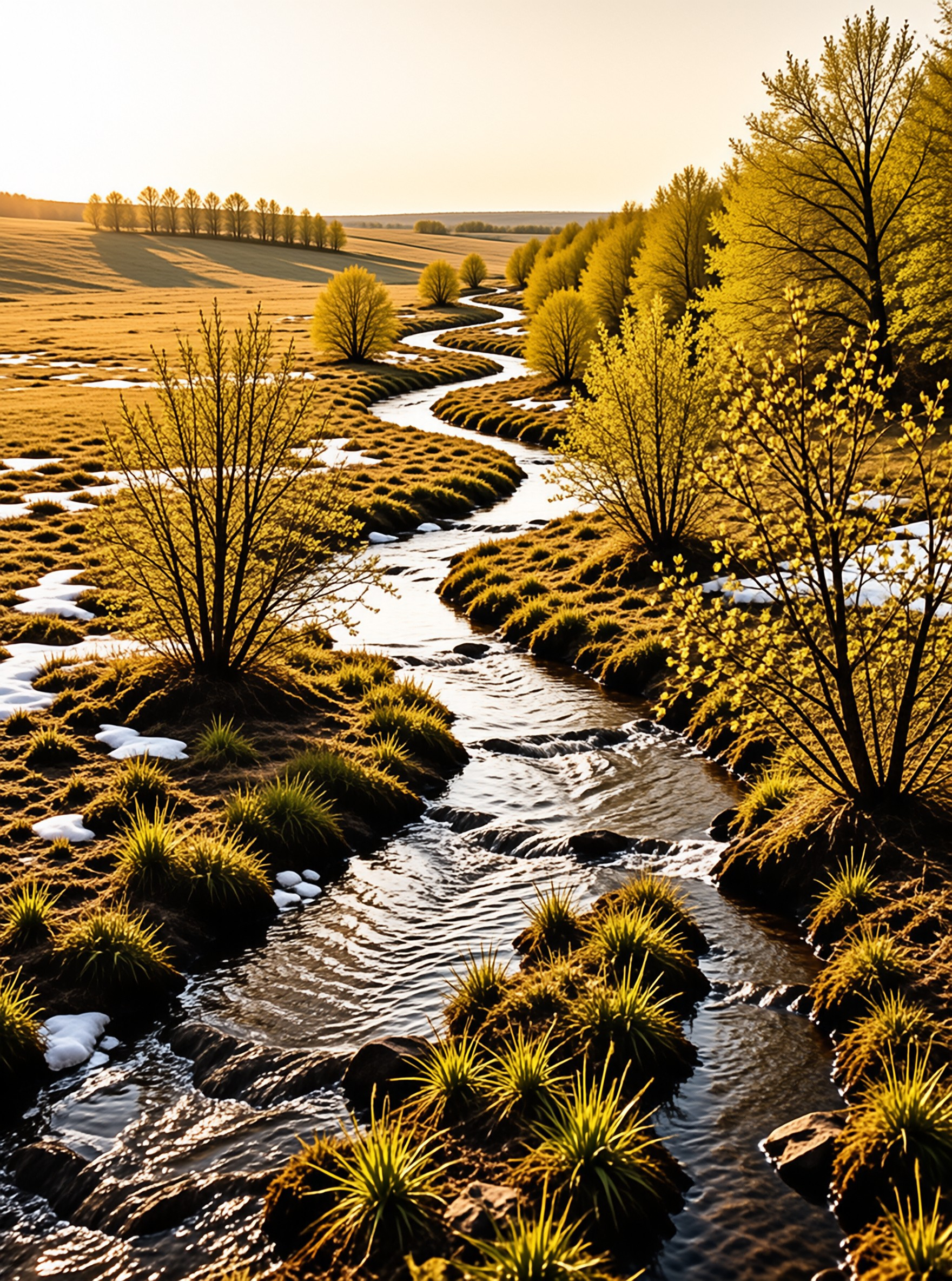 Winding Stream at Golden Hour
