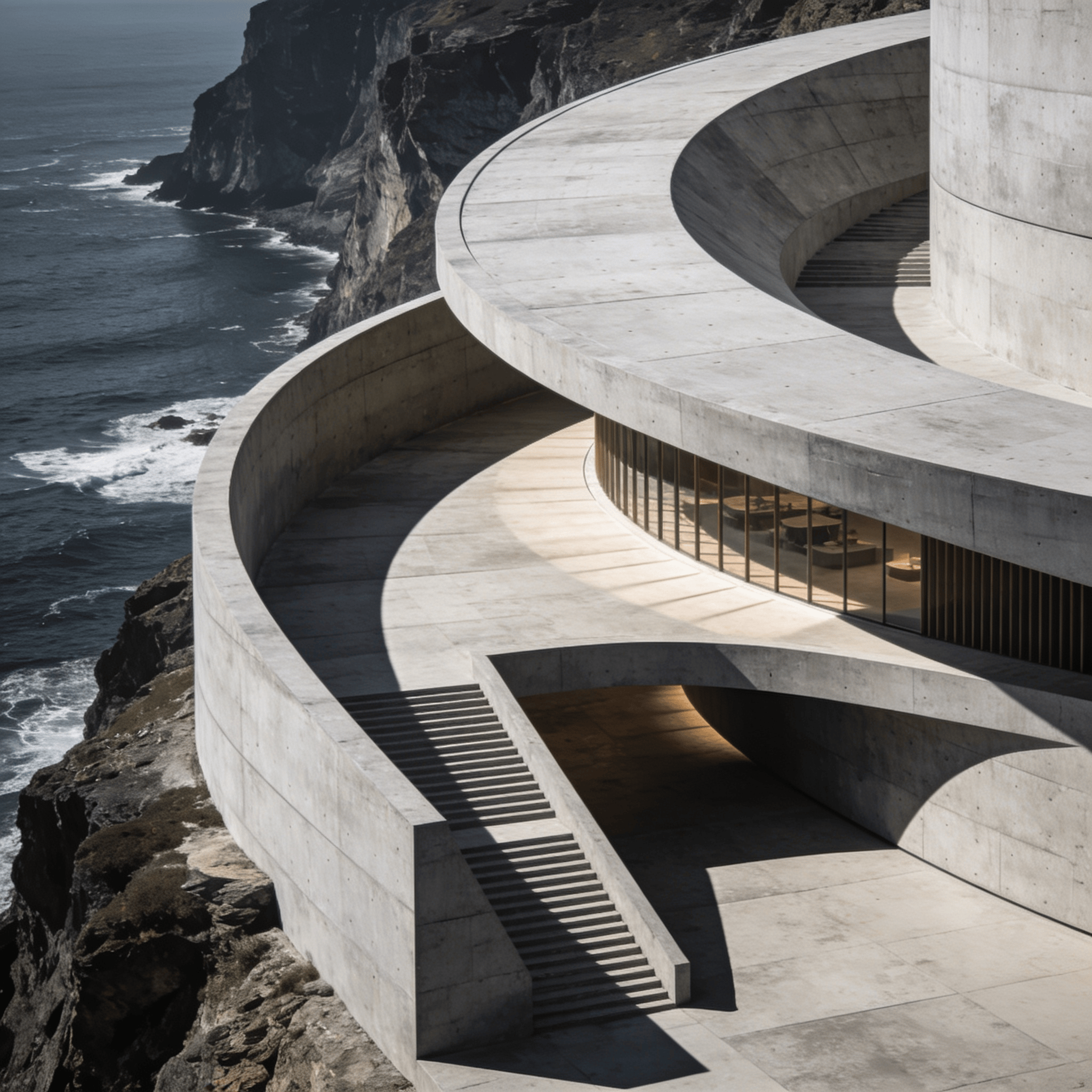 Cultural Center with Curved Concrete — Coastal Cliff