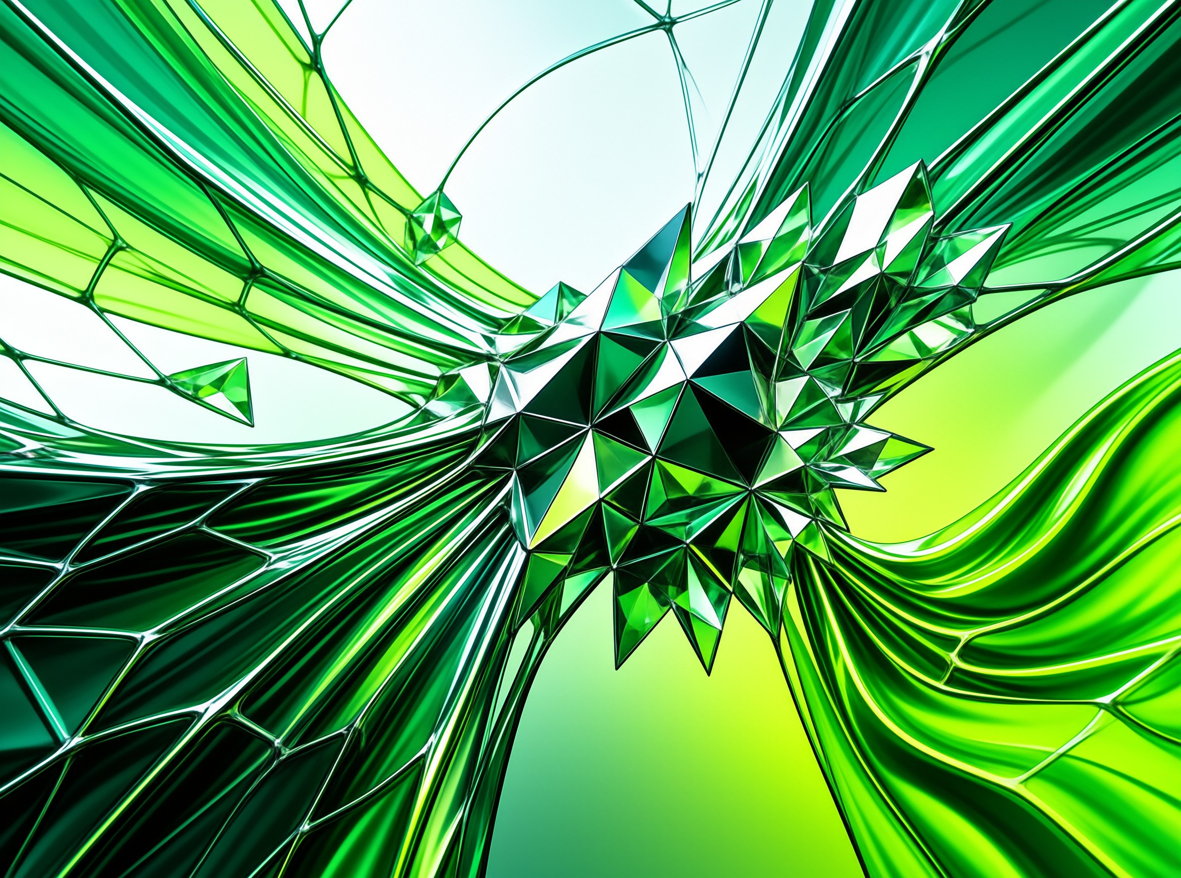 Green Geometric Crystal Burst