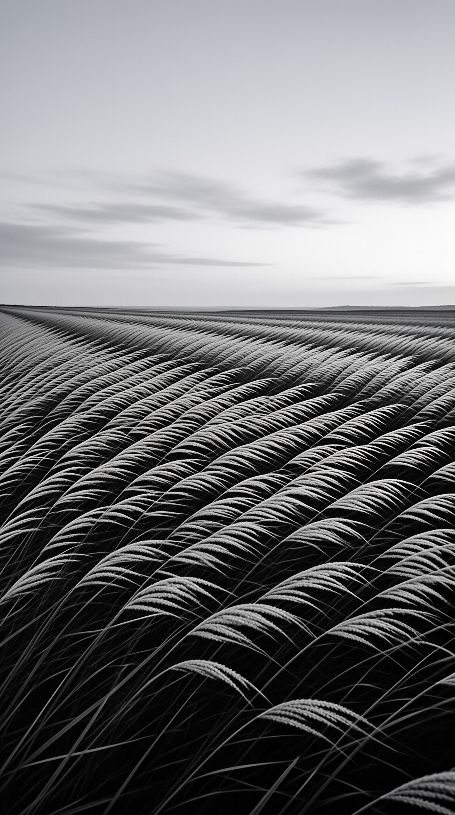 Black and White Wheat Field