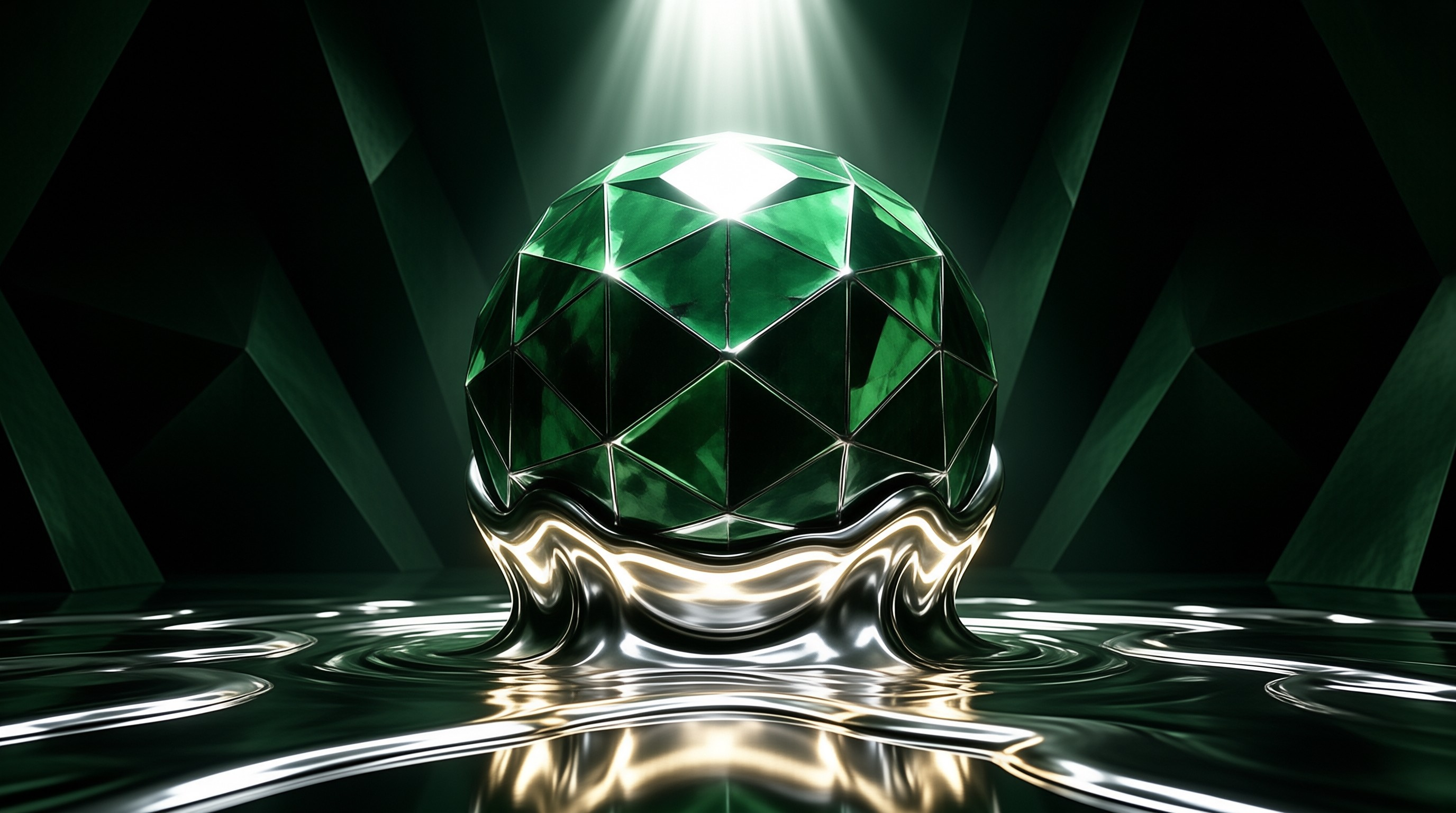 Faceted Green Gem Sphere