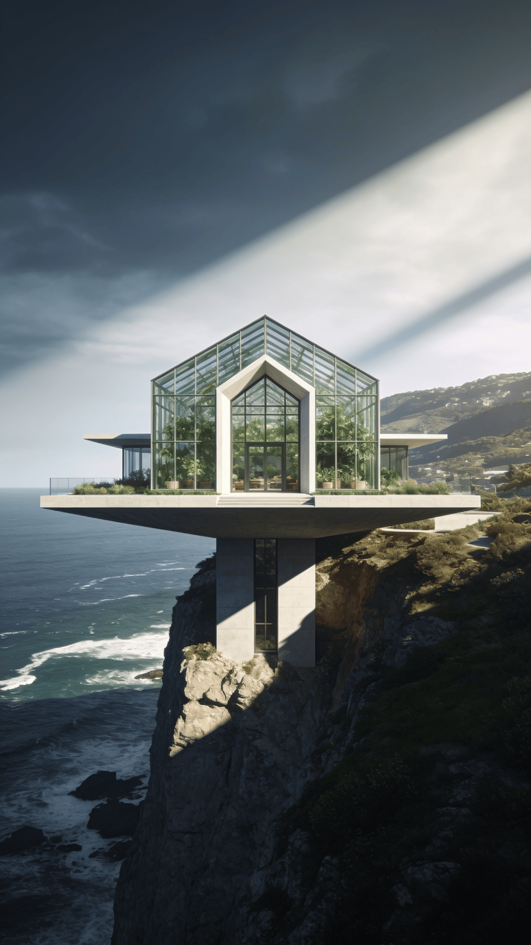 Greenhouse with Floating Cantilever — Coastal Cliff