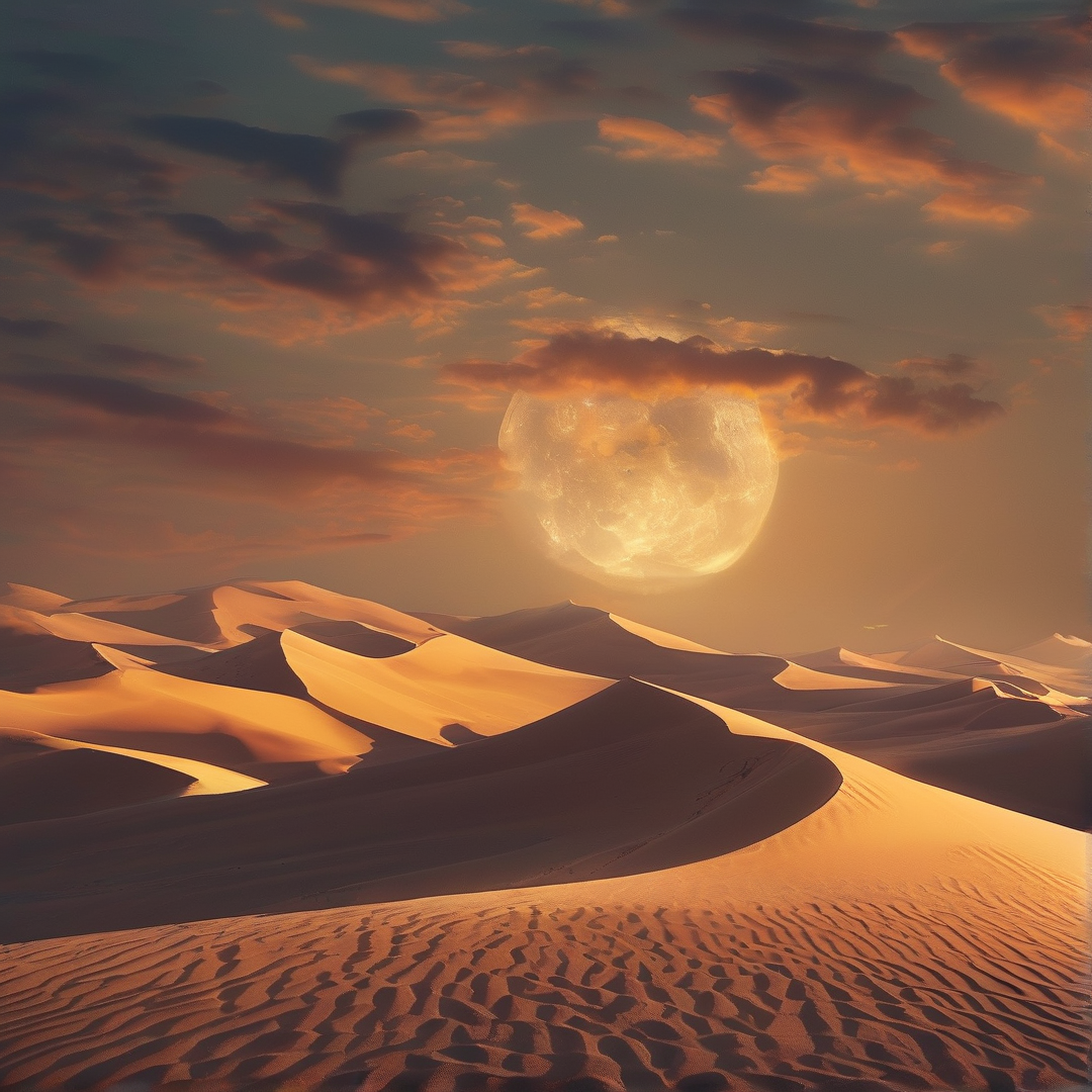 Moonrise Over Desert Dunes