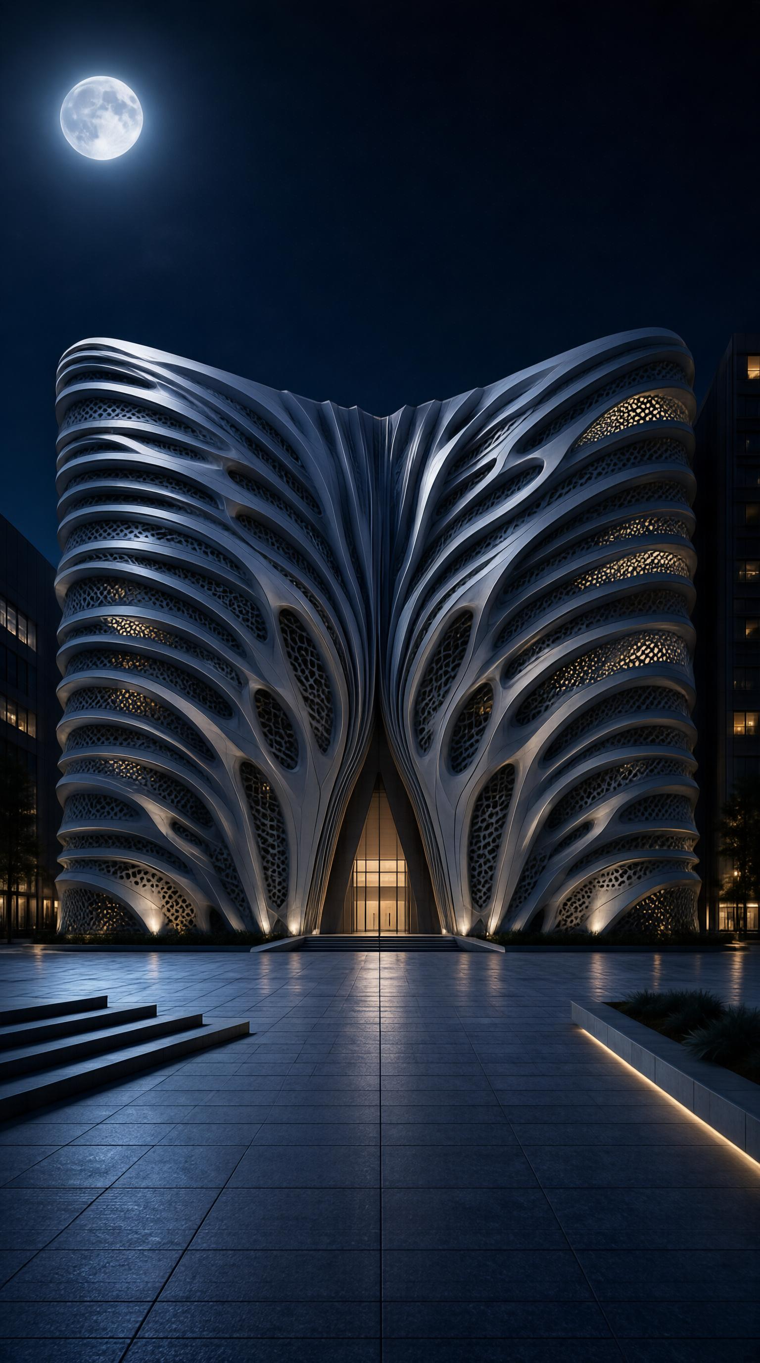 Futuristic Building at Night