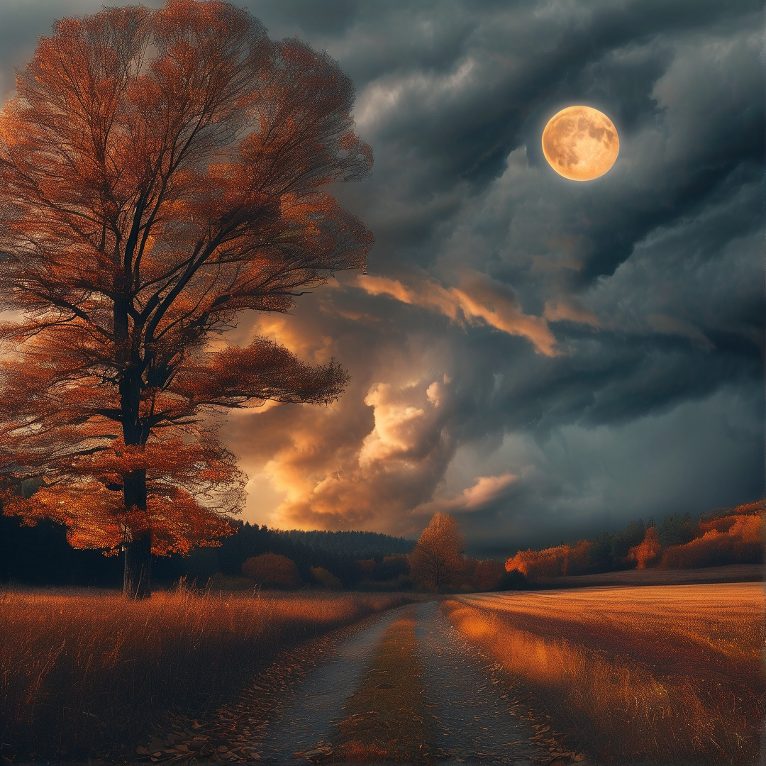 Moonlit Autumn Path