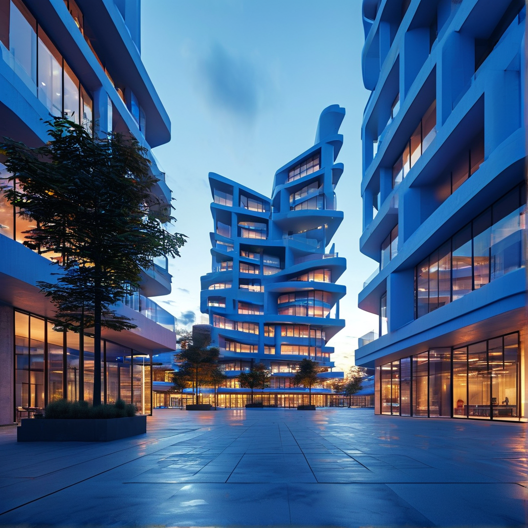 Futuristic Blue Architecture