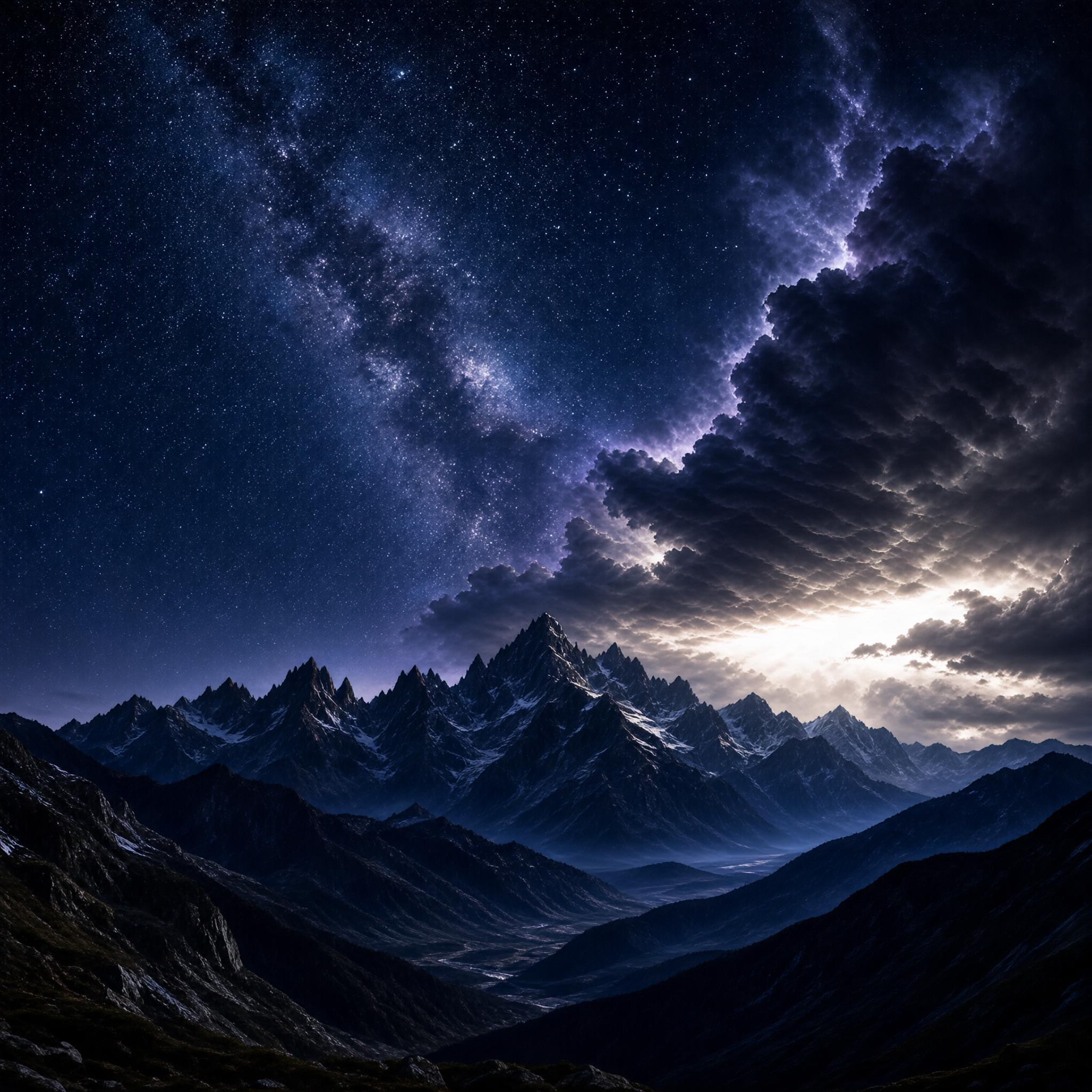 Night Sky Over Mountains