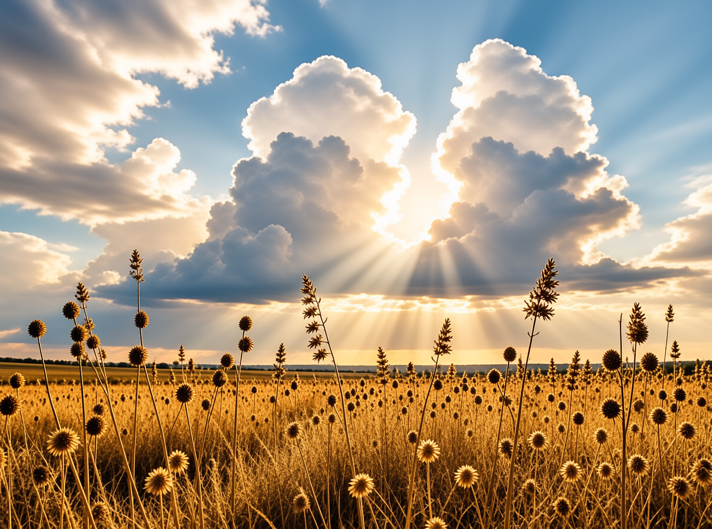 Golden Field with Sunbeams
