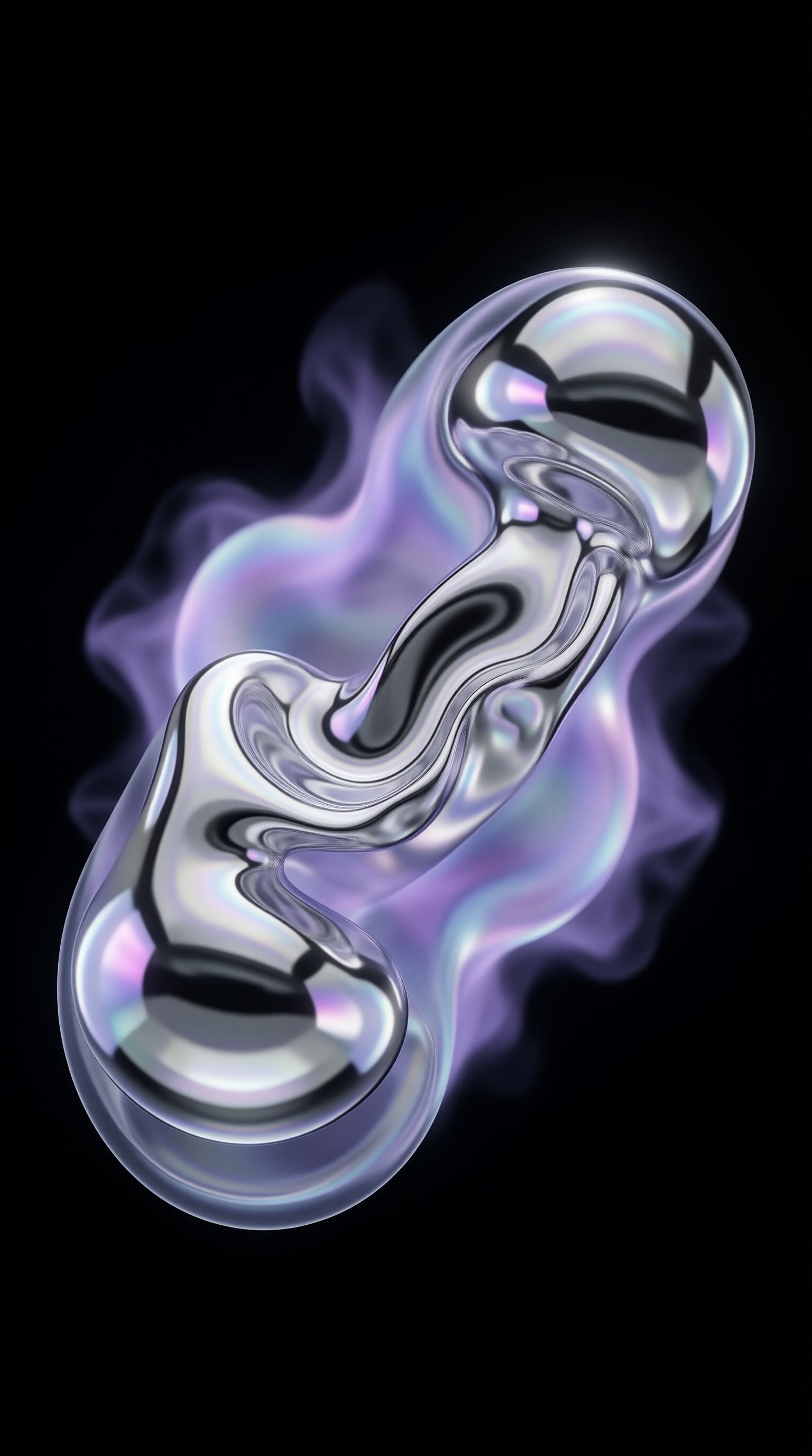 Liquid Metal Object with Purple Smoke