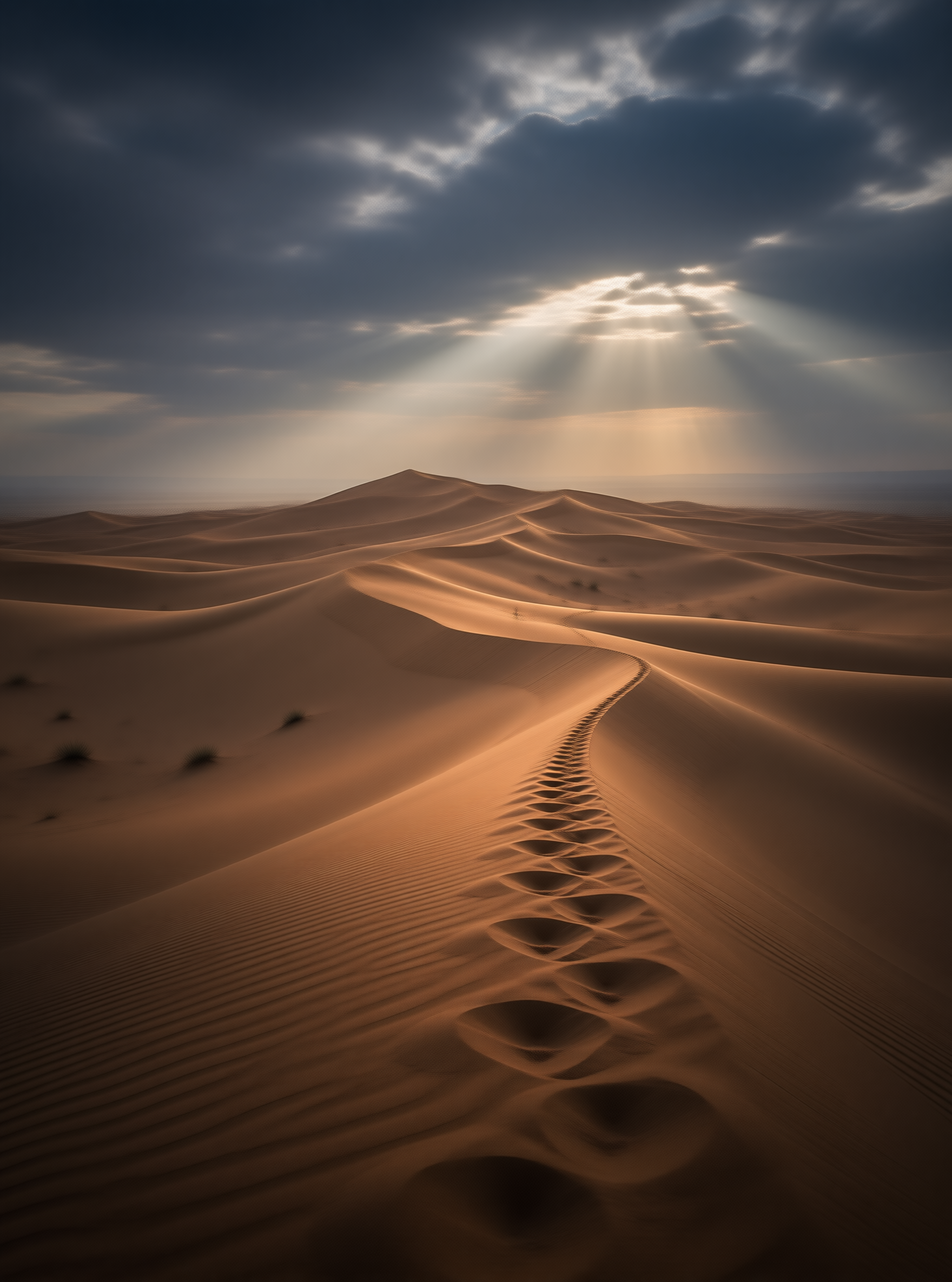 Footprints Across Desert Dunes