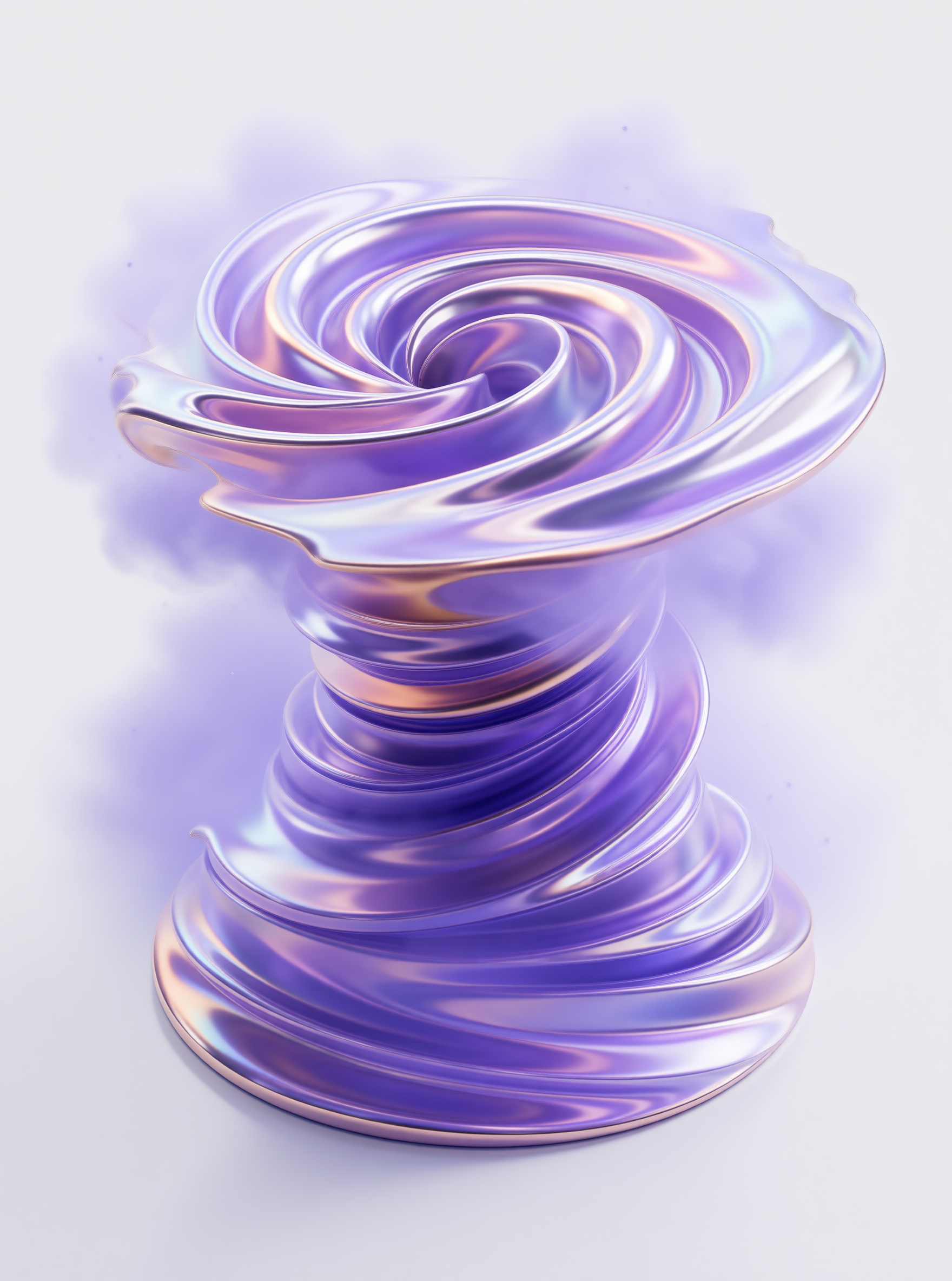 Iridescent Chrome Spiral — Pastel Vortex Study