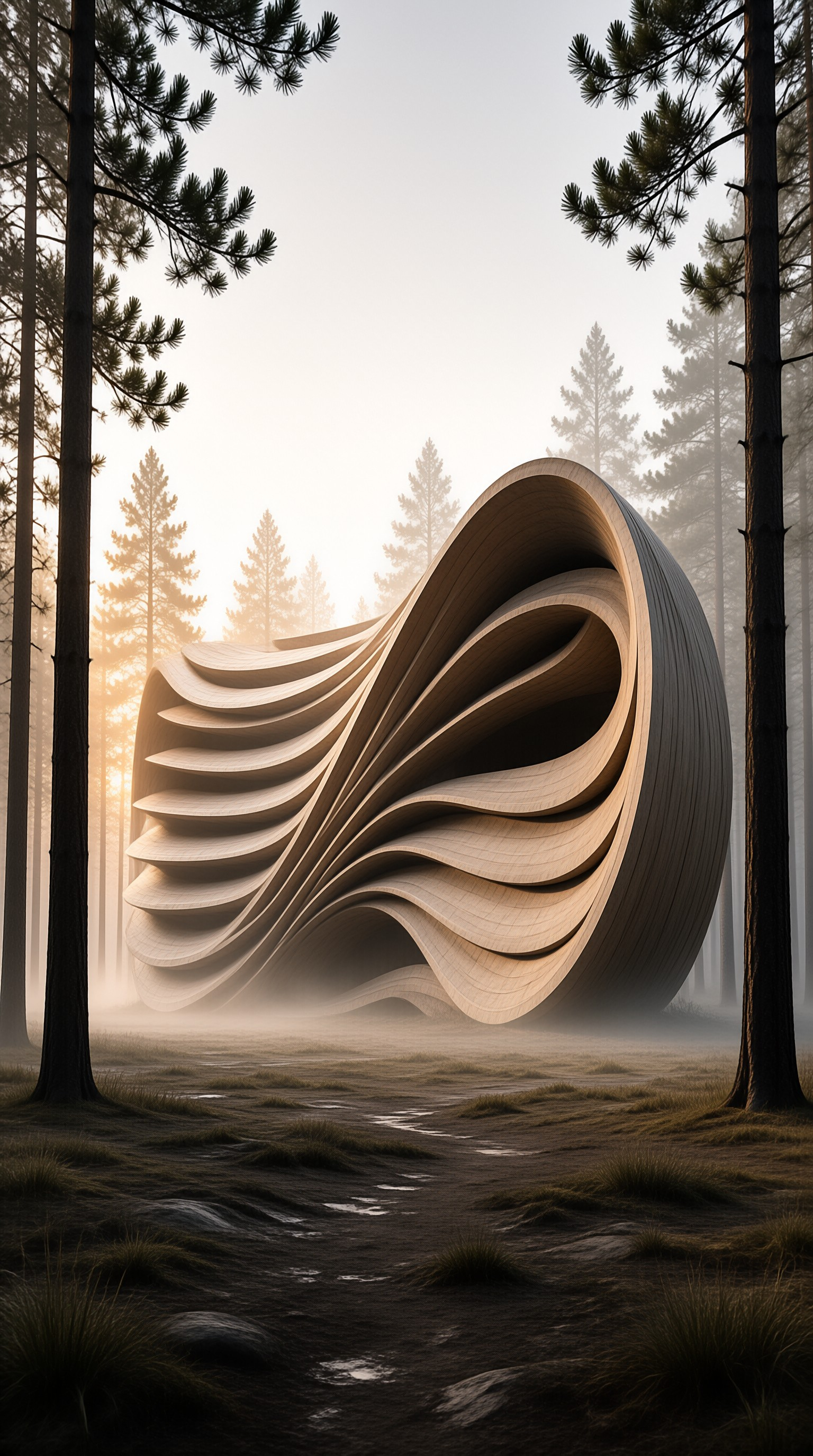 Organic Wood Structure in Forest