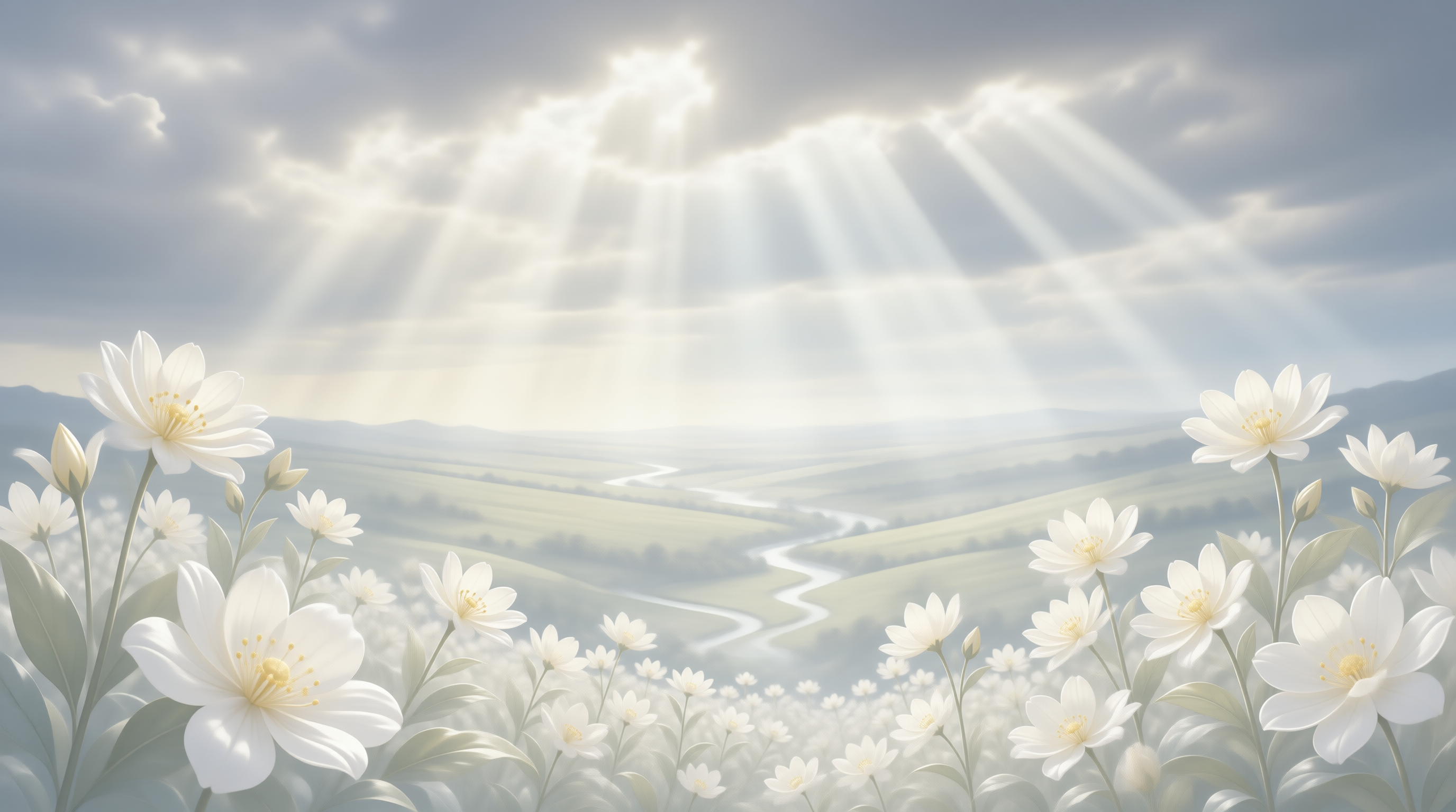 Sunlit Valley with Flowers