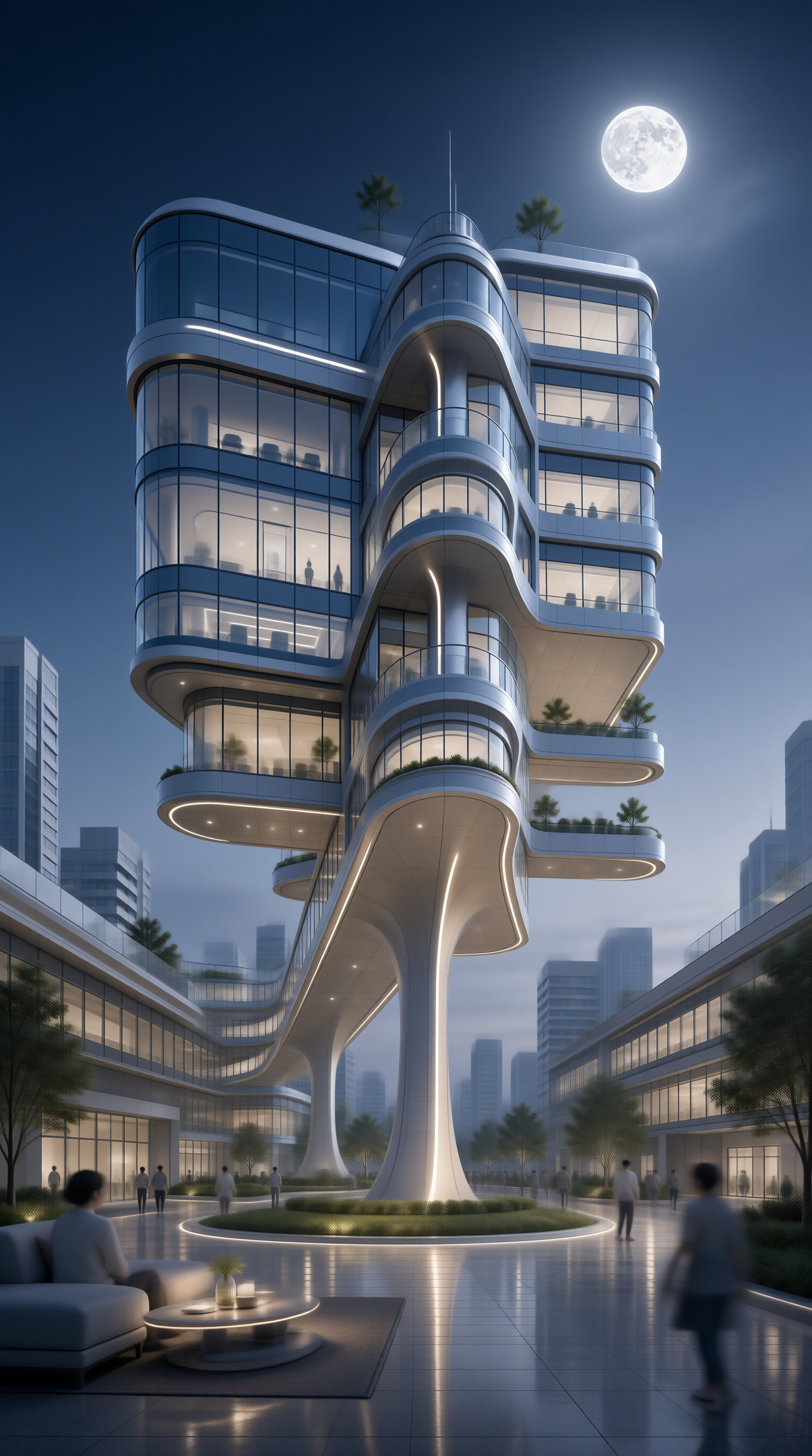 Futuristic Tower at Night