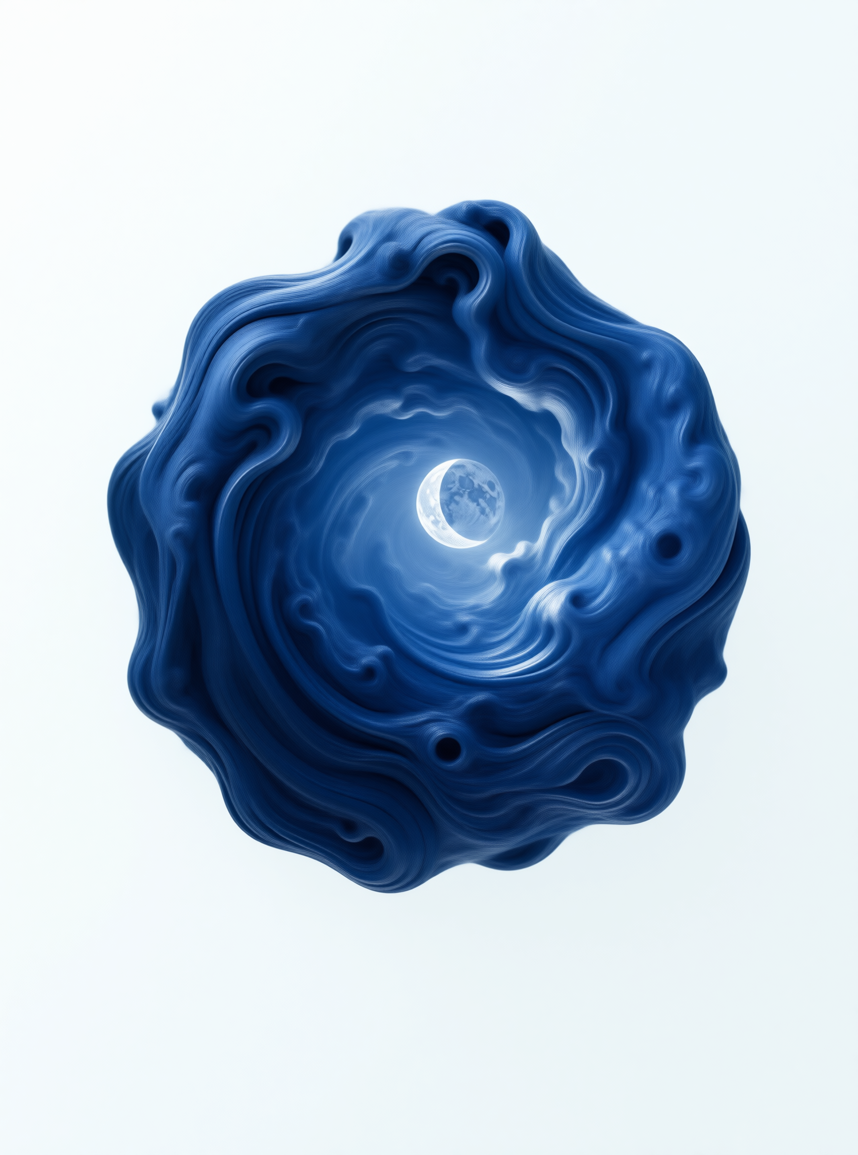Moon in Blue Swirl Sphere