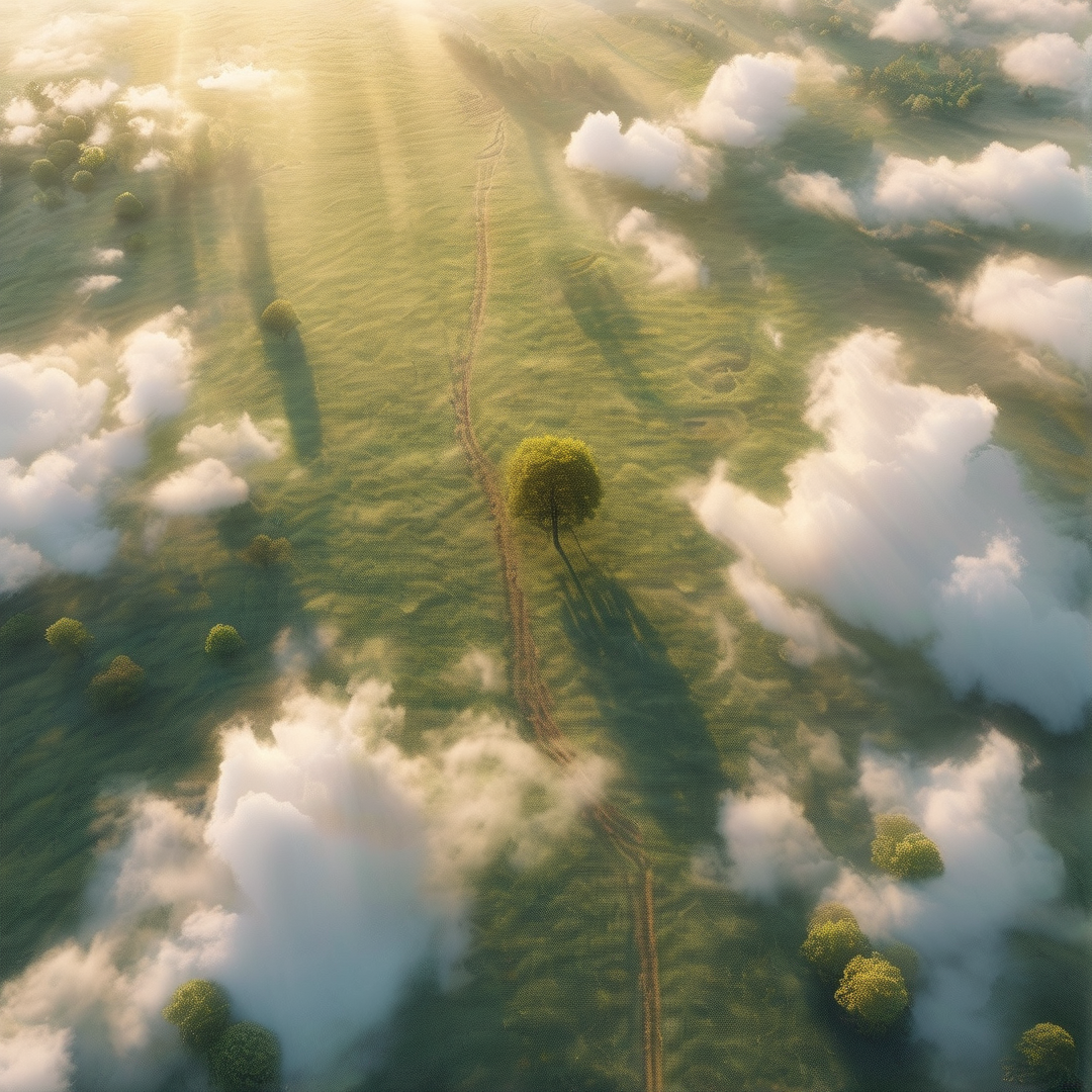 Surreal Misty Green Landscape