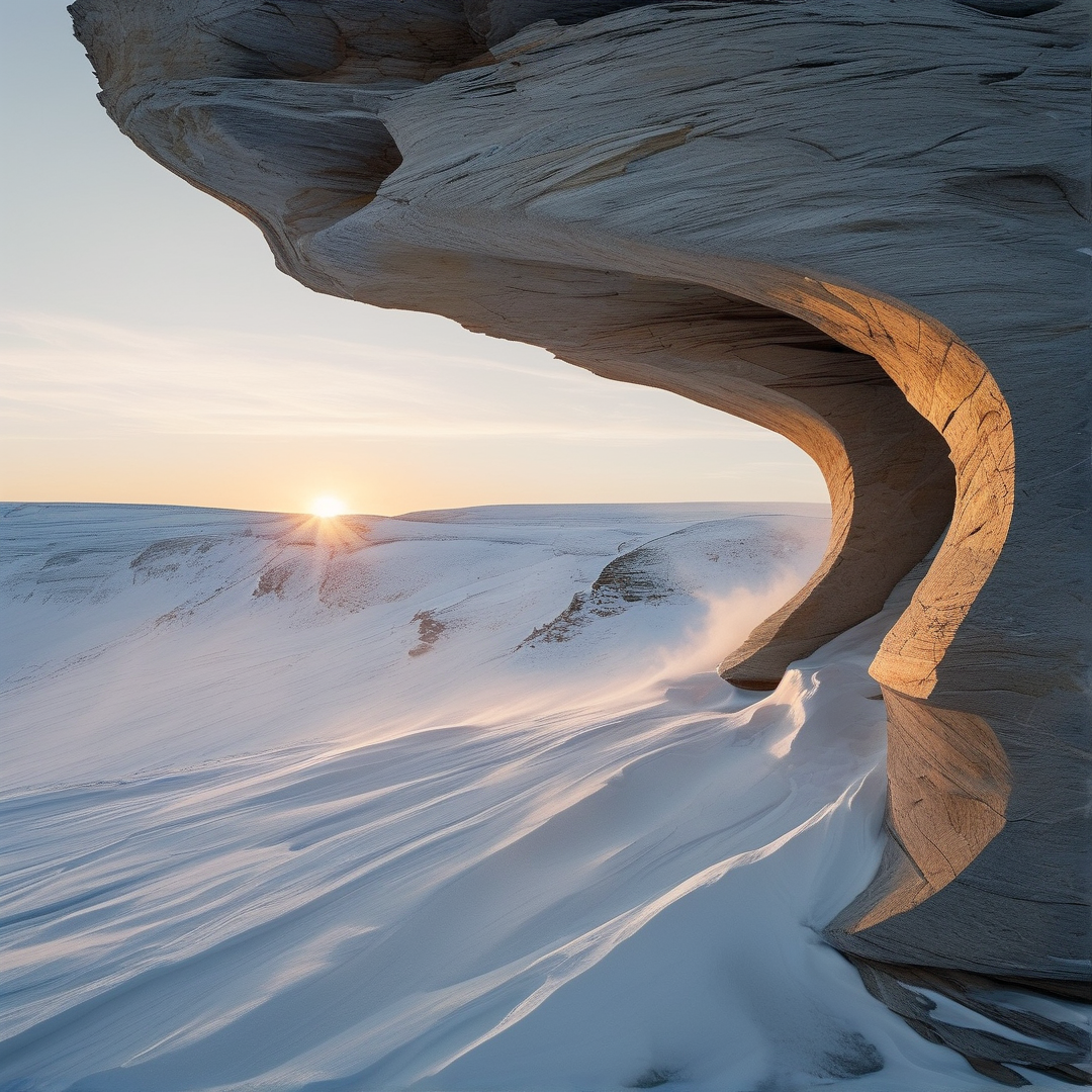Golden Arch in Snowy Dunes