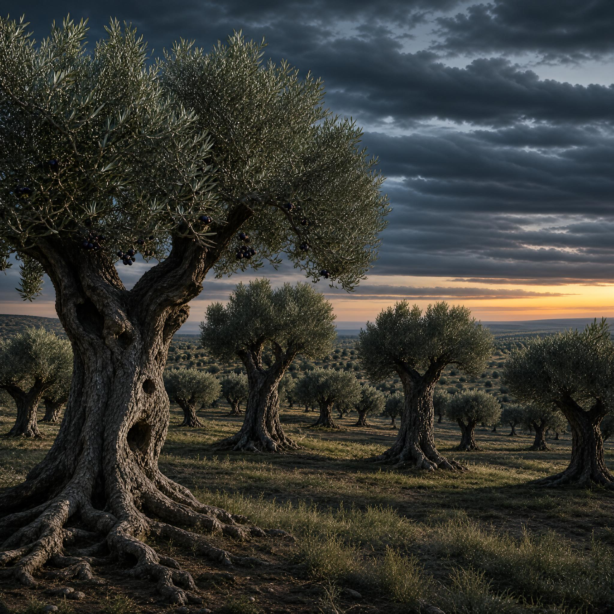 Ancient Olive Grove at Dusk