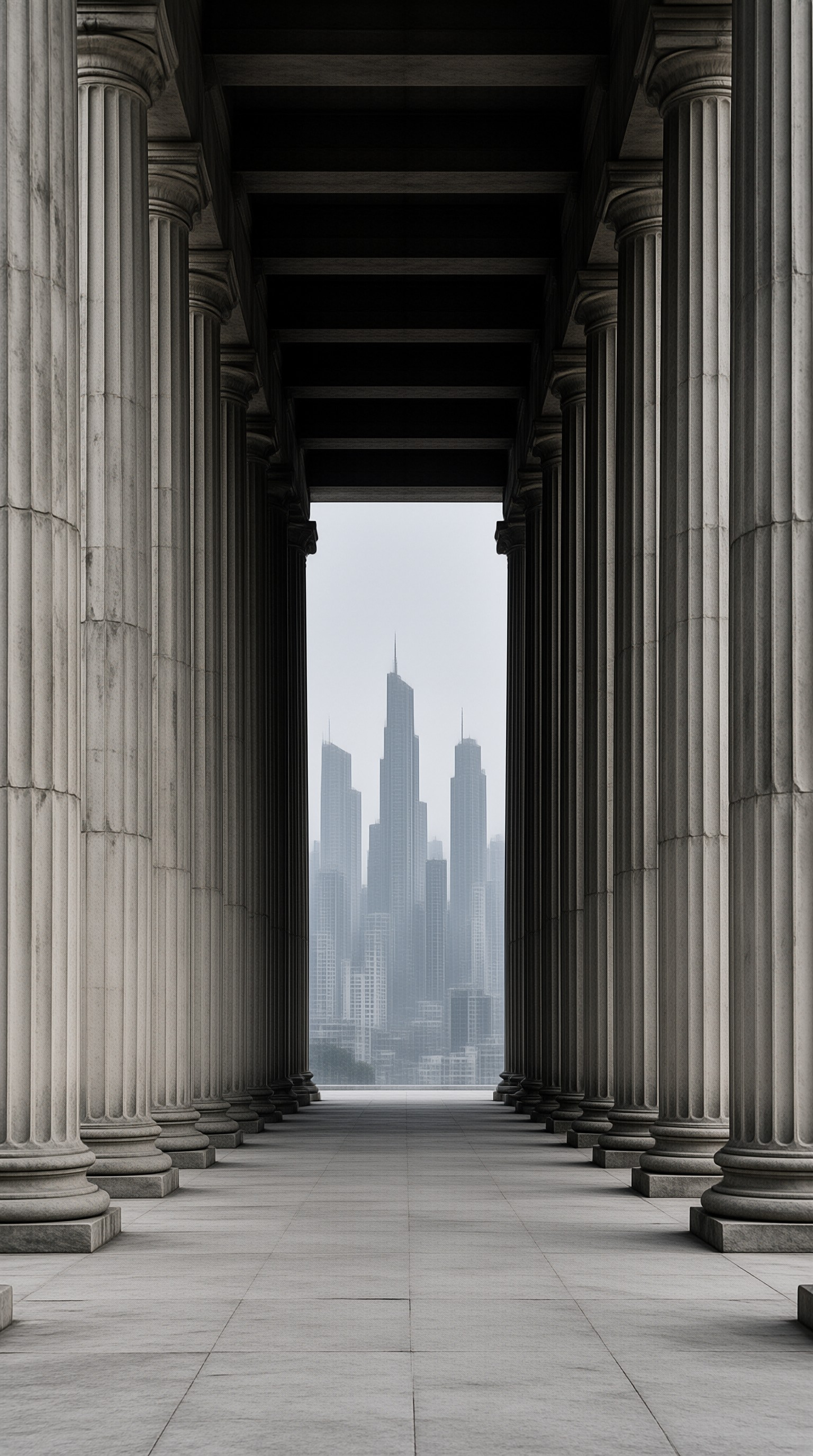 Colonnade View of Skyscrapers