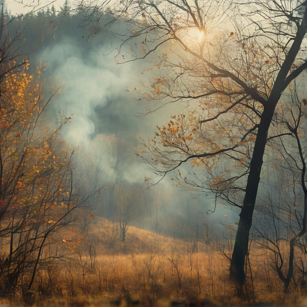 Misty Autumn Forest Sunrise