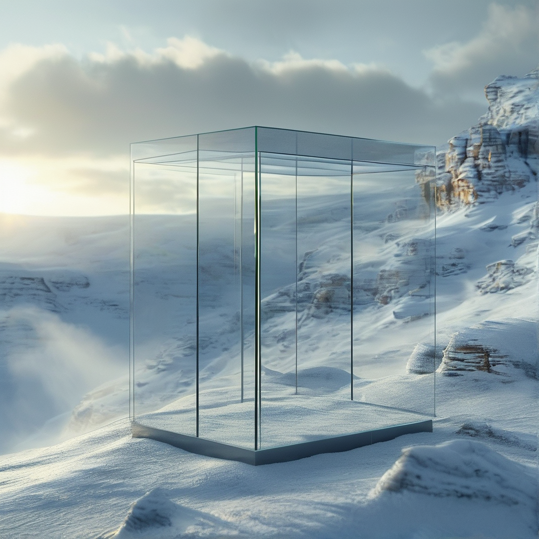 Glass Box on Snowy Mountain