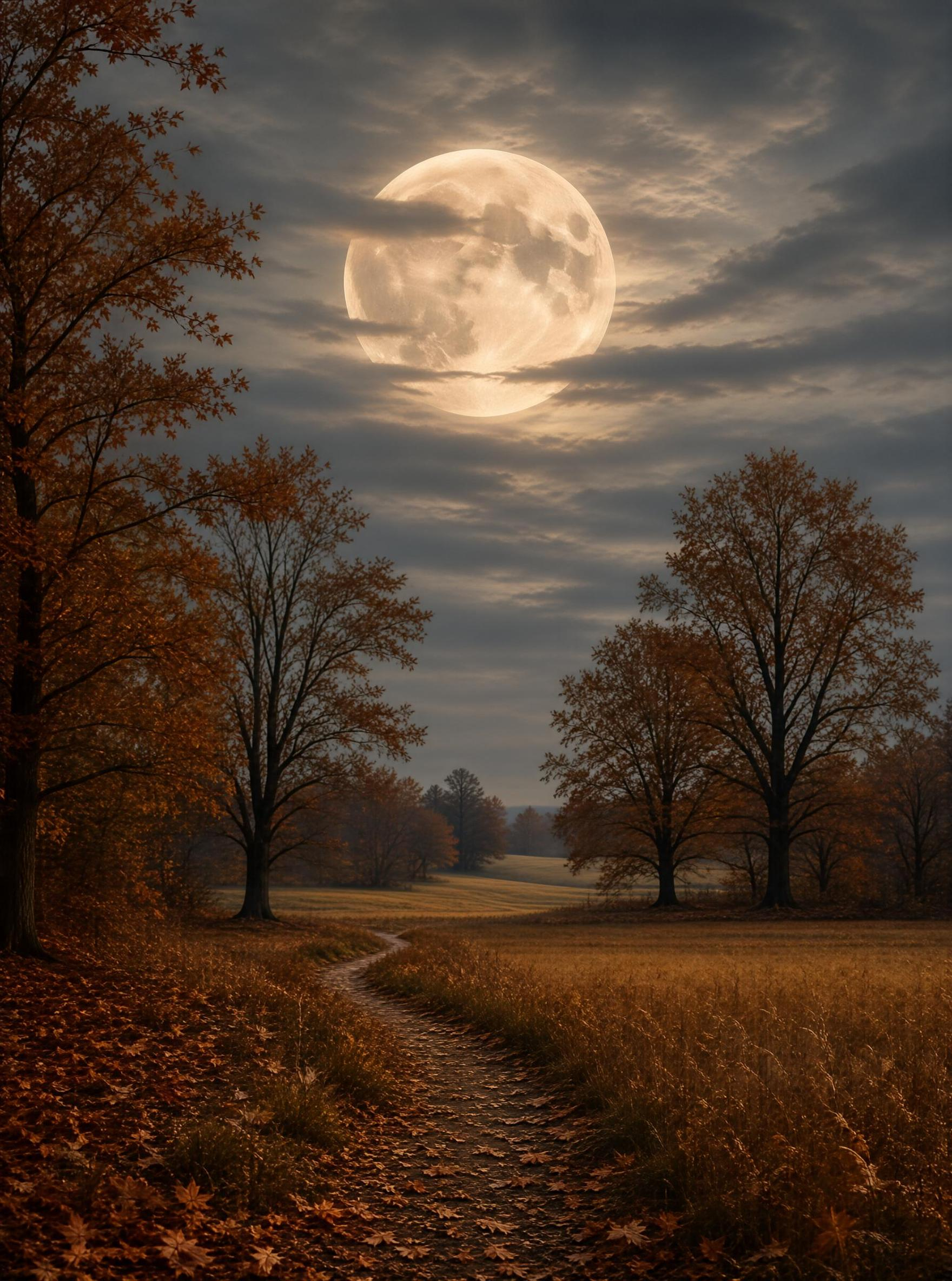 Autumn Night Under Full Moon