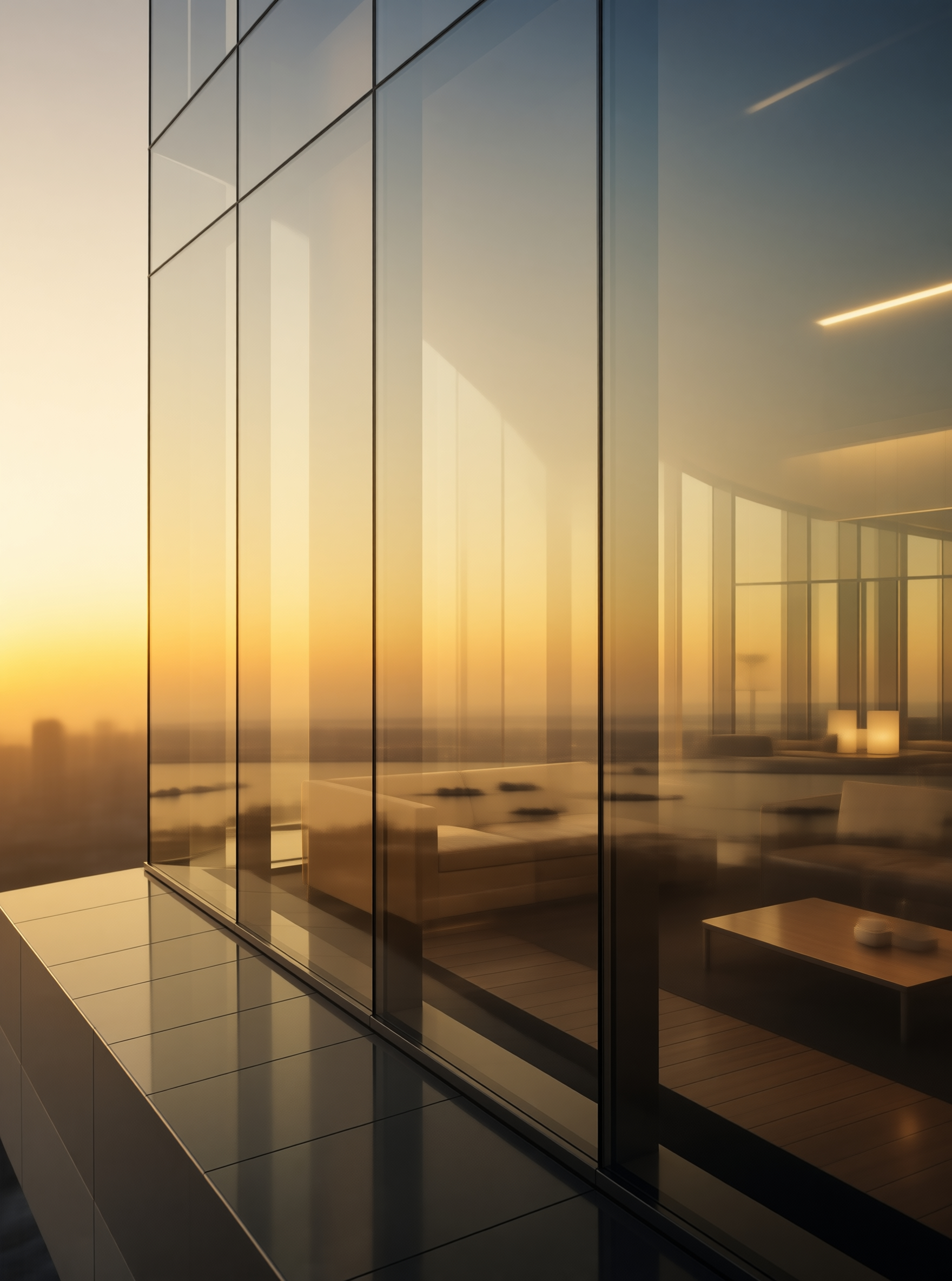Glass Building Sunset View