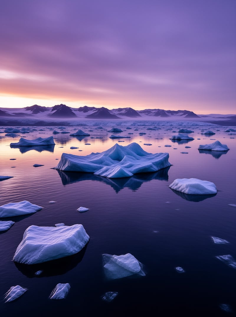 Arctic Twilight Icebergs