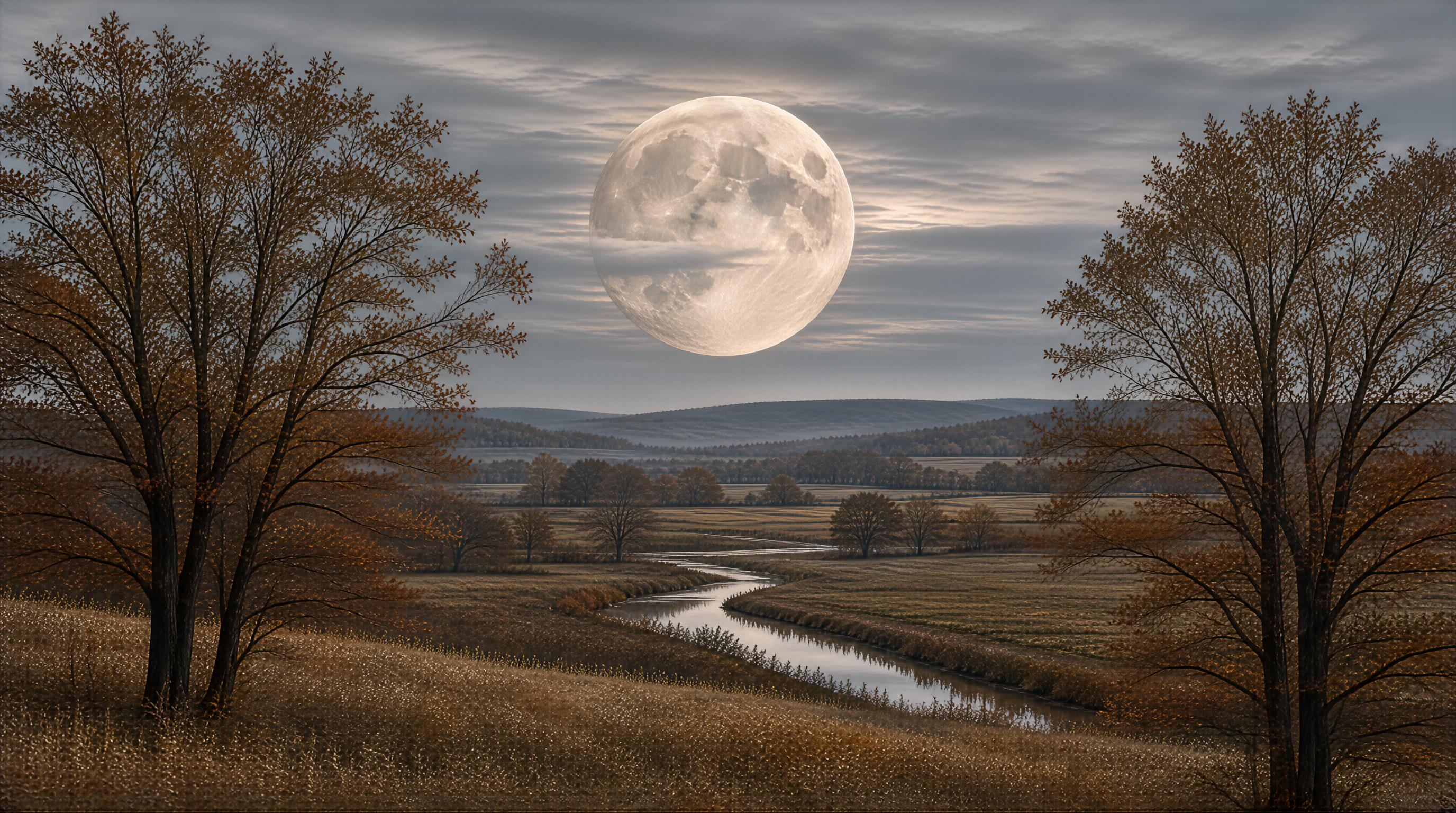 Full Moon Over Autumn Valley