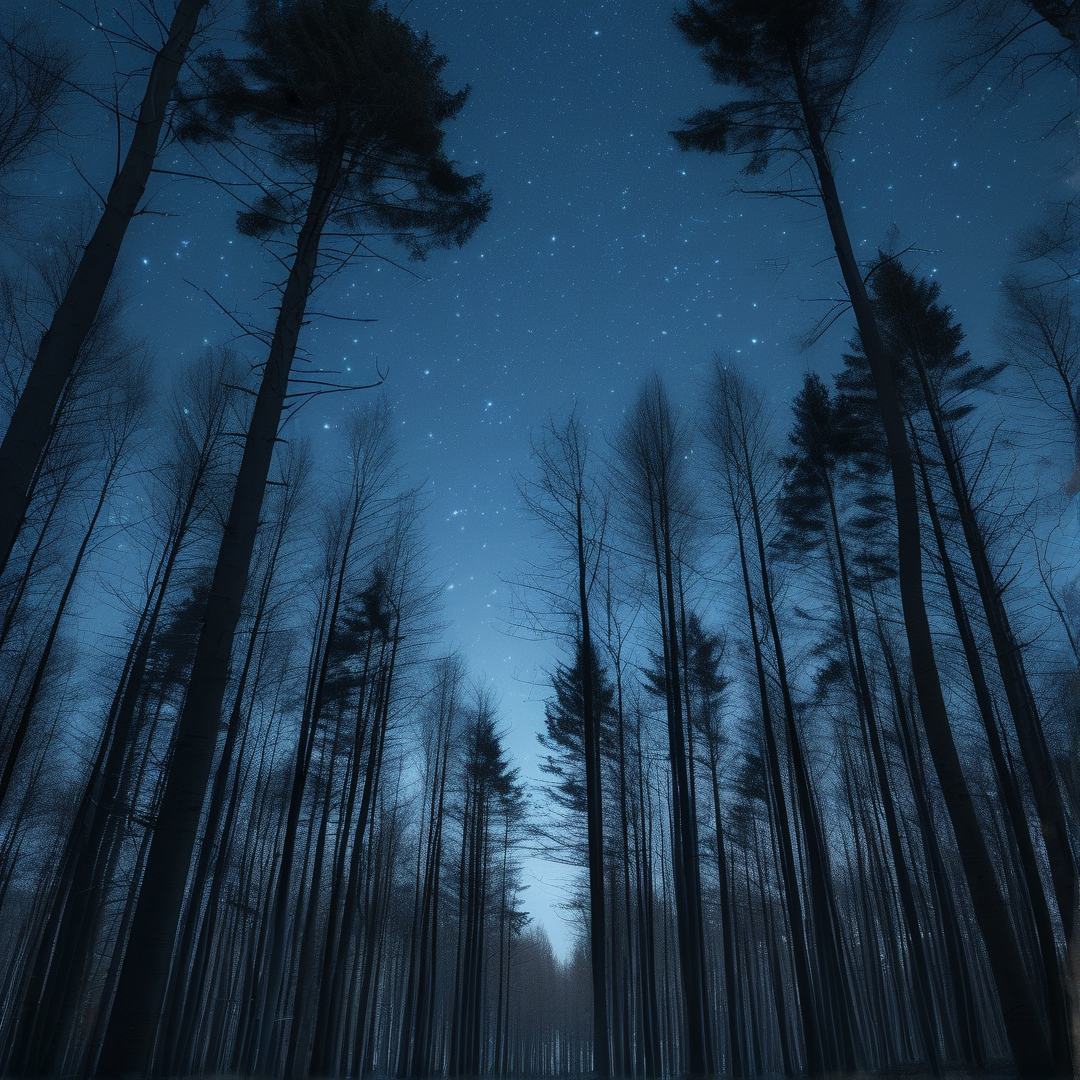 Starry Night Forest View
