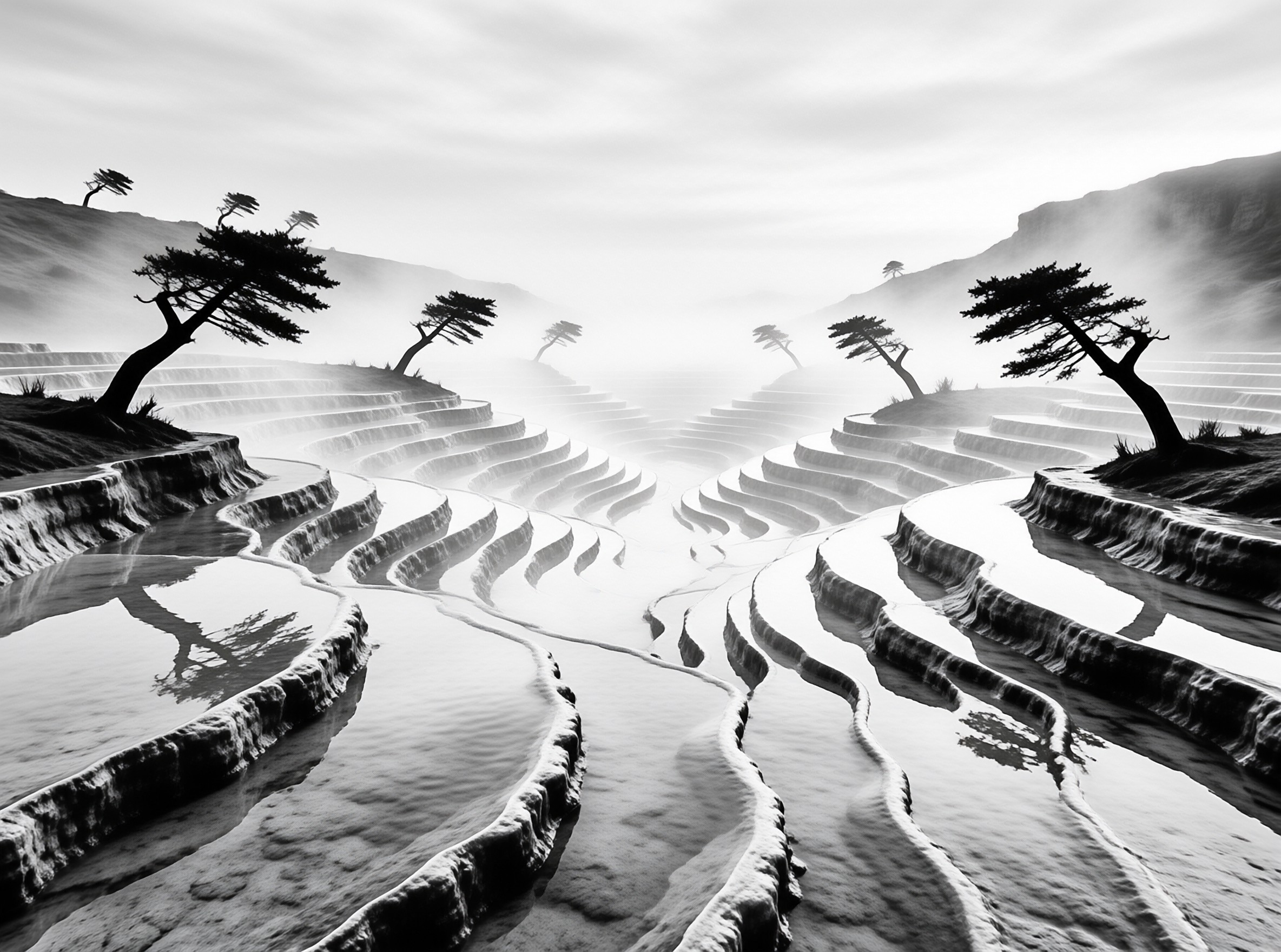 Misty Terraced Landscape