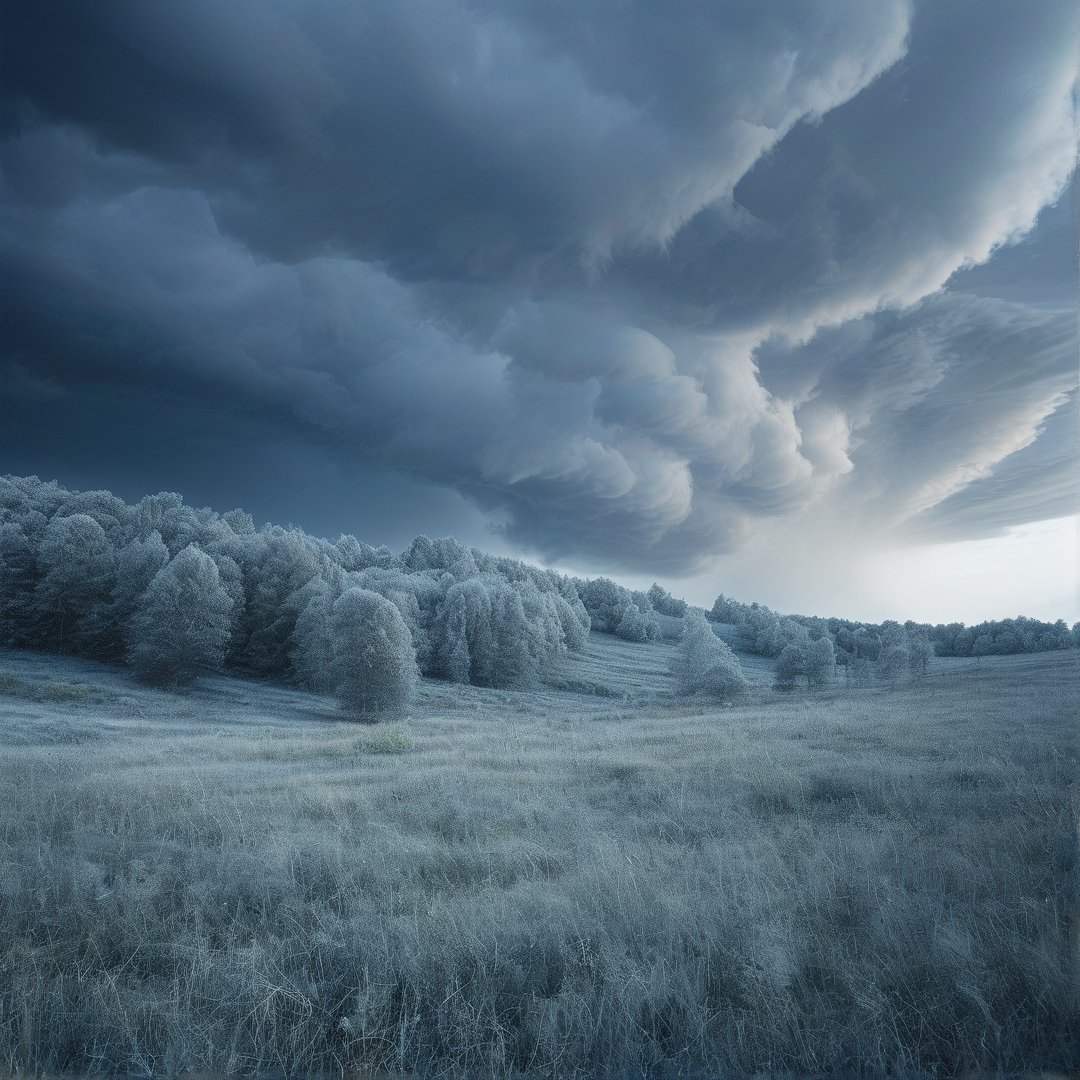 Stormy Sky Over Frozen Field