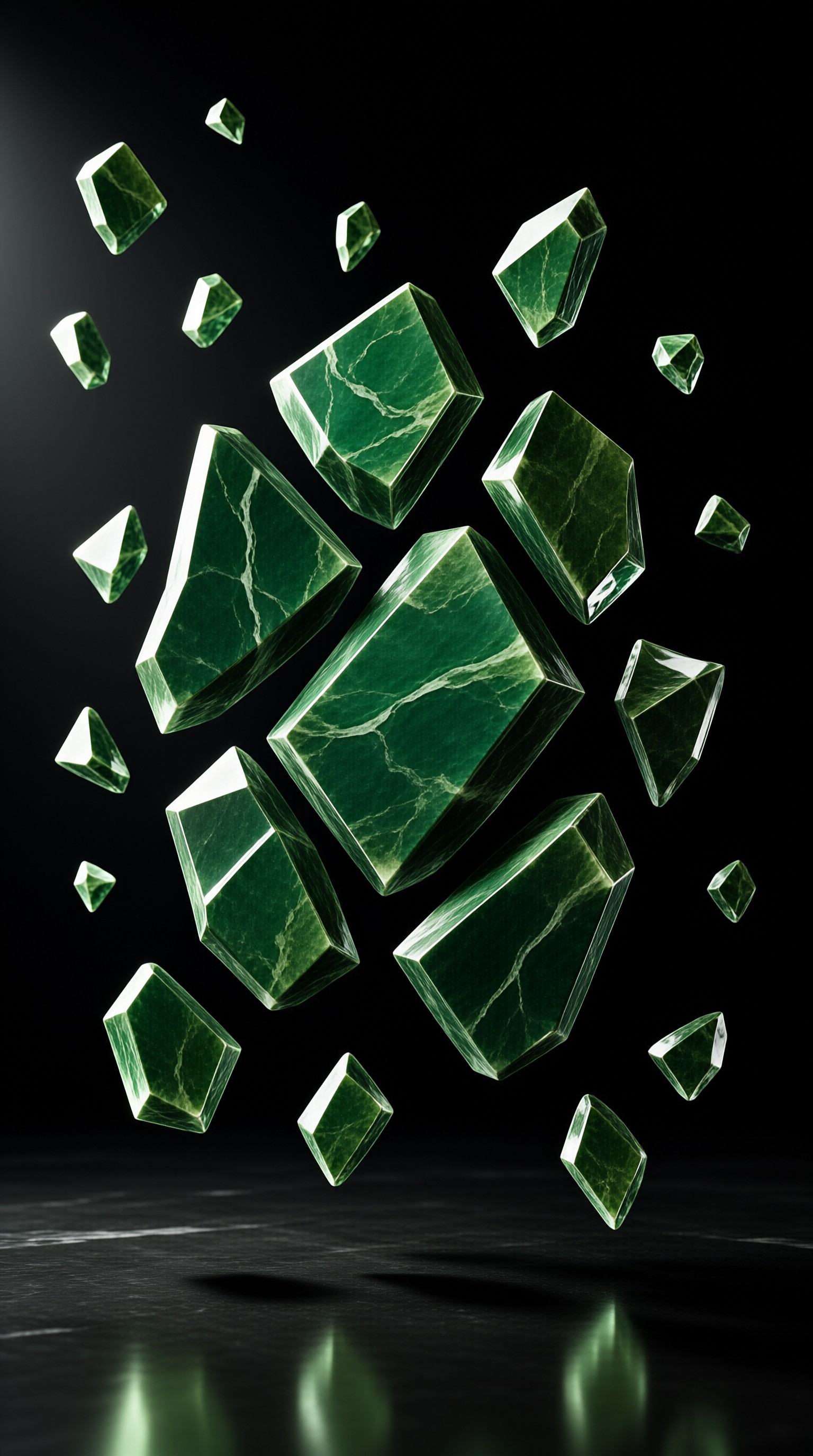 Floating Green Marble Cubes