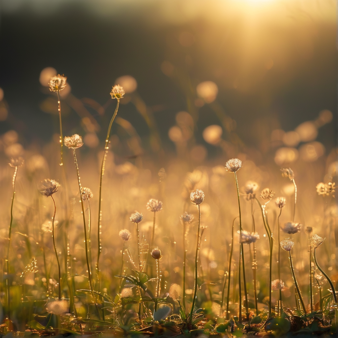 Sunlit Dewy Dandelions
