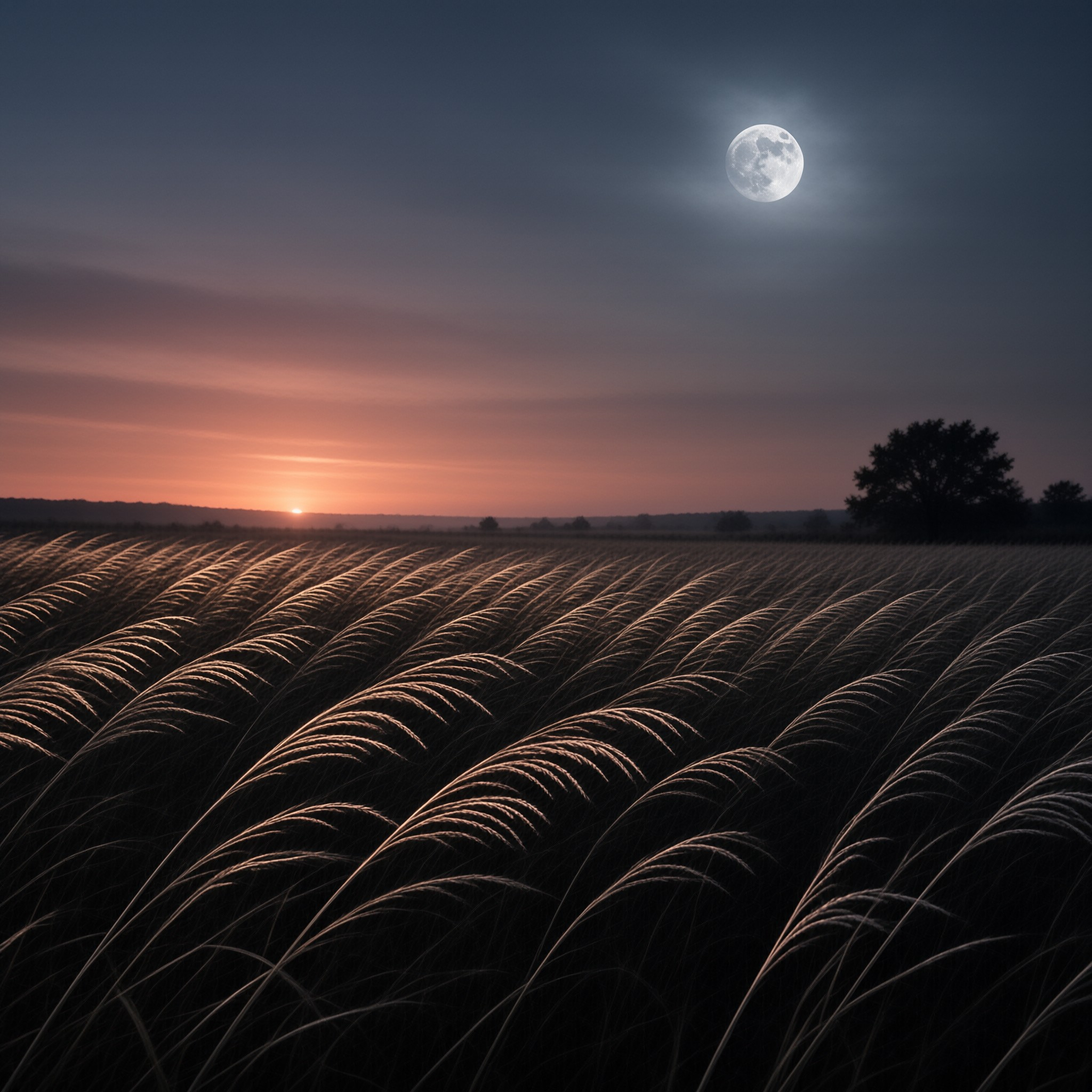 Twilight Landscape with Moon