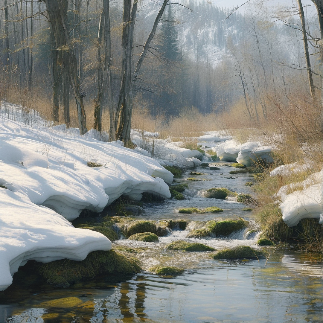 Snowy Forest Stream