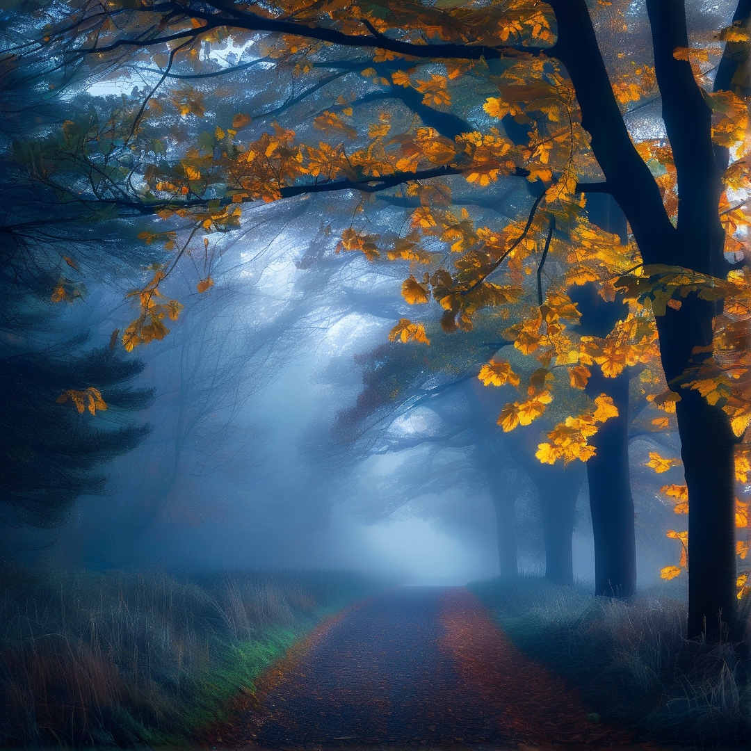 Misty Autumn Forest Path