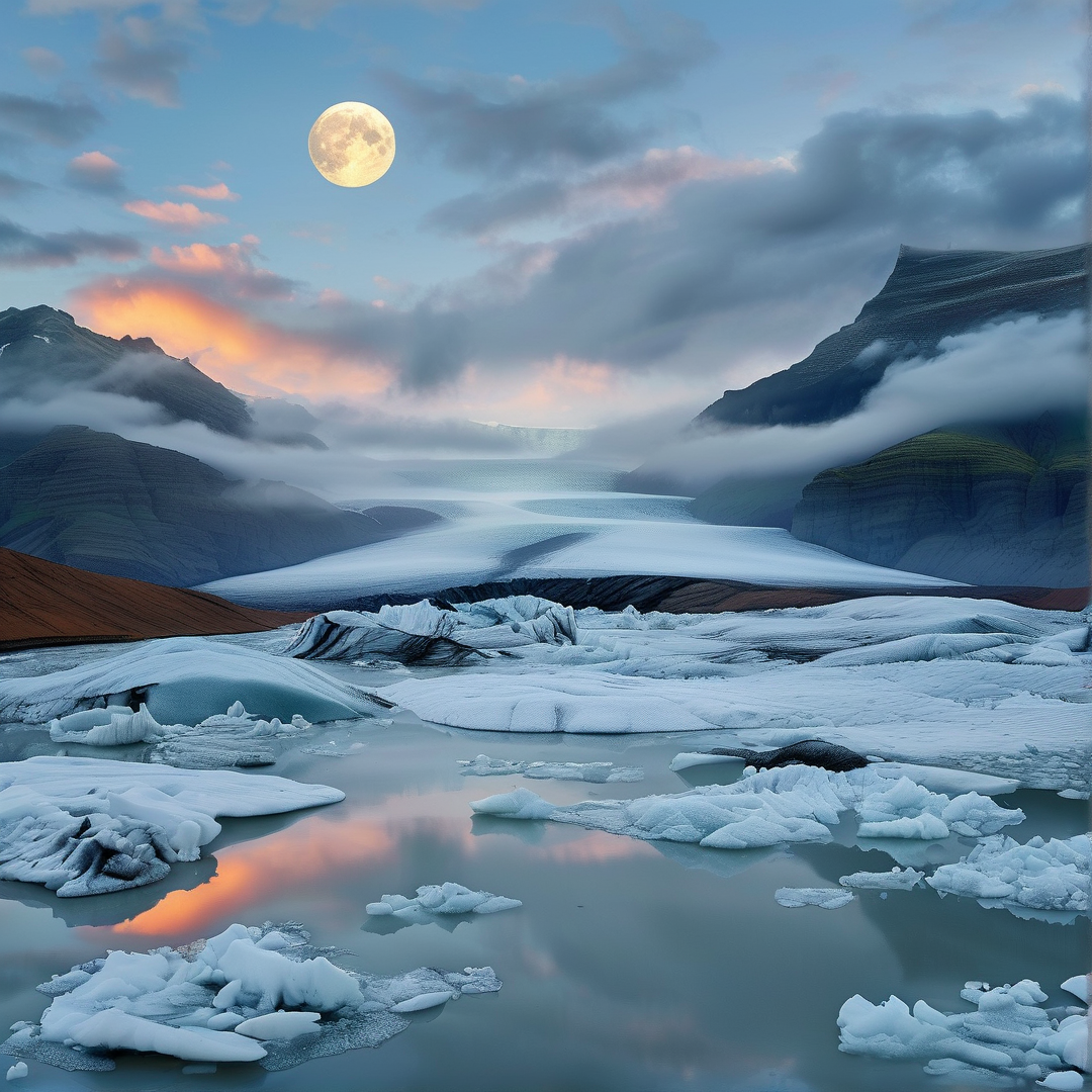 Moonlit Frozen Valley